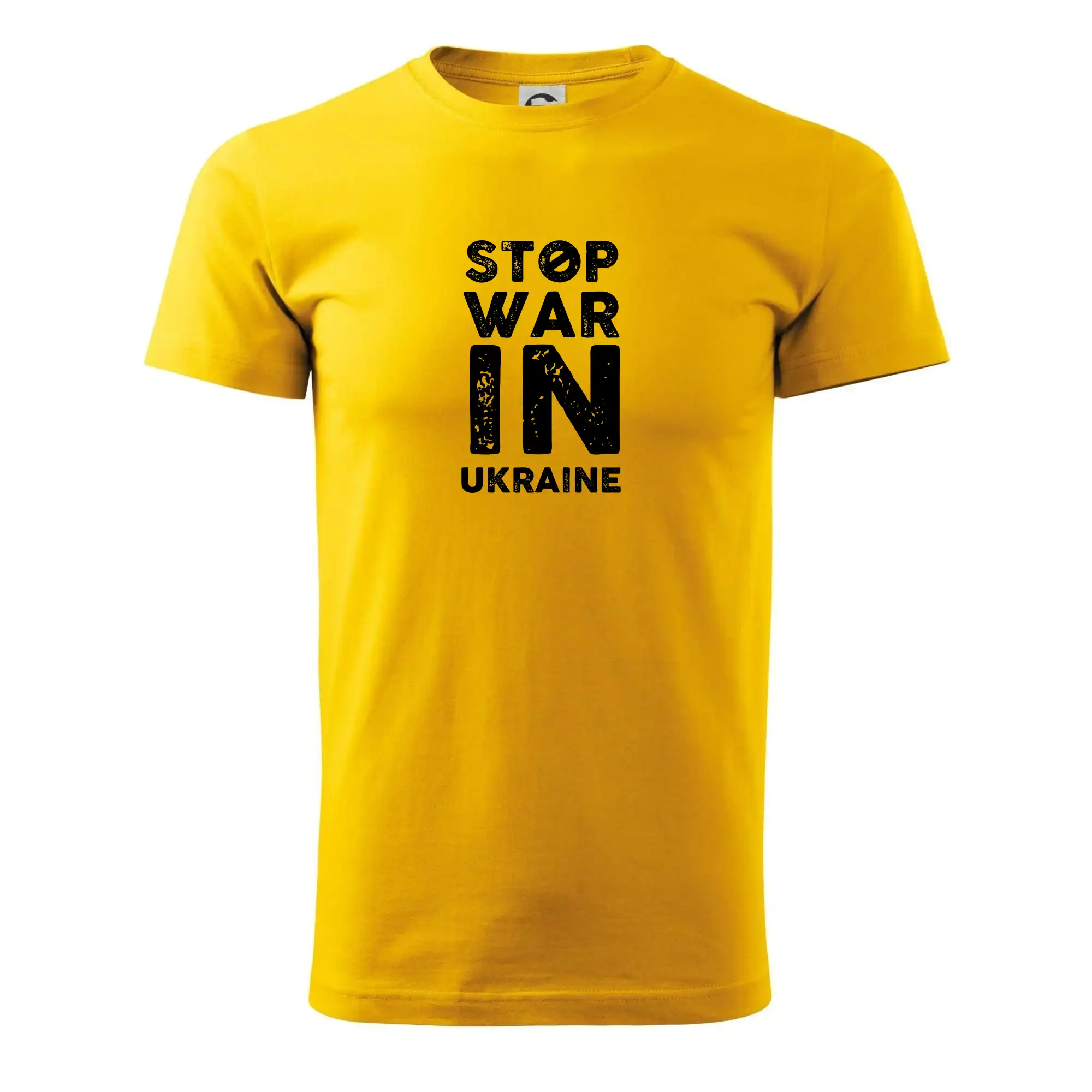 Tričká s vlajkou ukrajiny - Čierny nápis Stop war in Ukraine - Tričko extra veľké  (5-8XL)