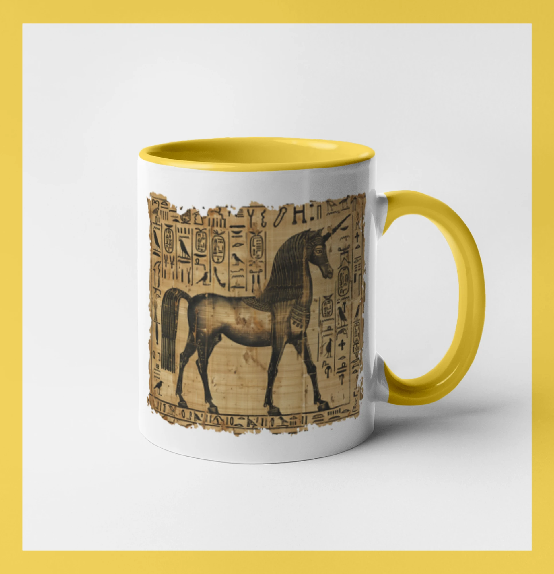 Tričká s jednorožcom - Egyptské hieroglyfy jednorožec - Hrnček 