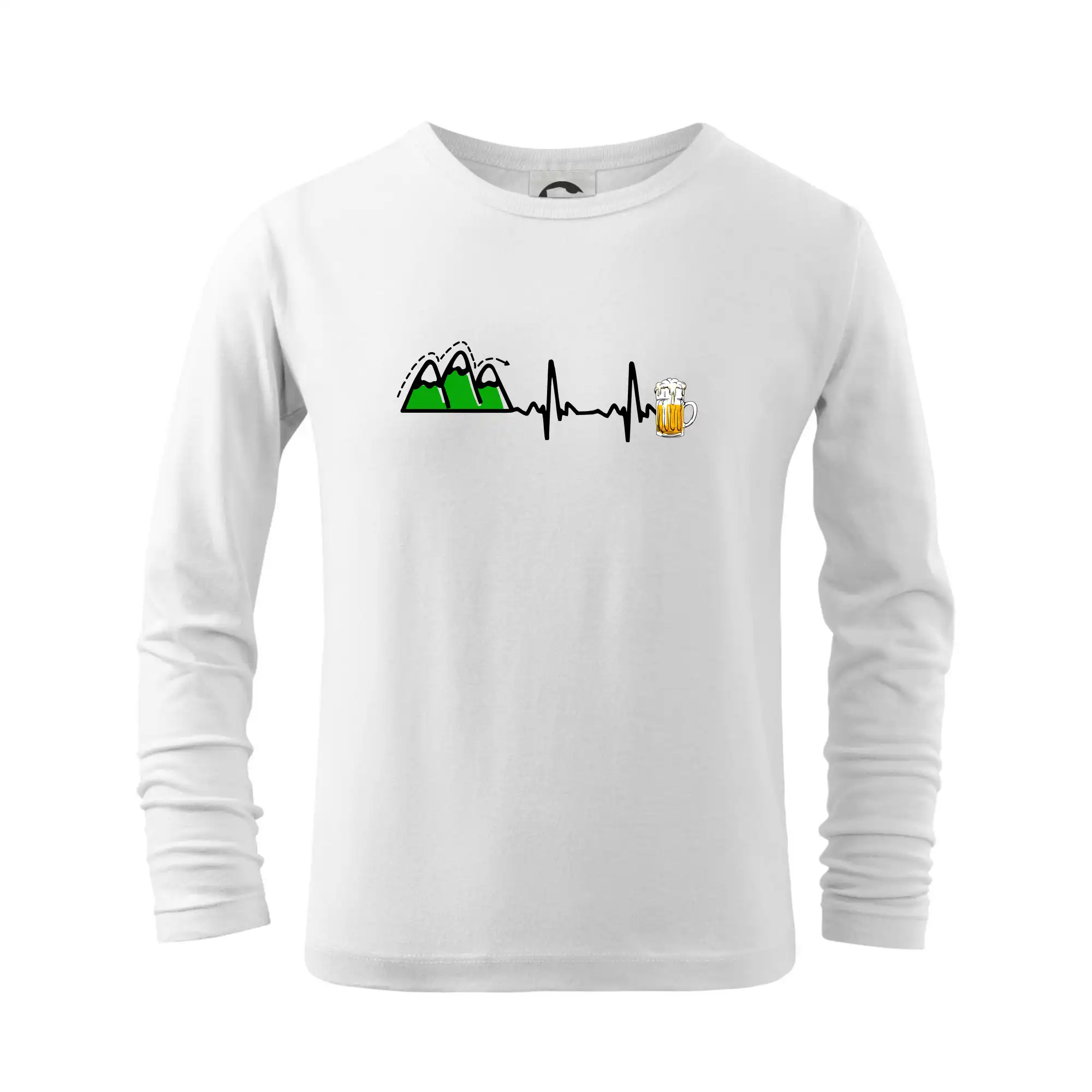 Trička pre cestovateľov - EKG z hôr na pivo - Tričko detské Long Sleeve