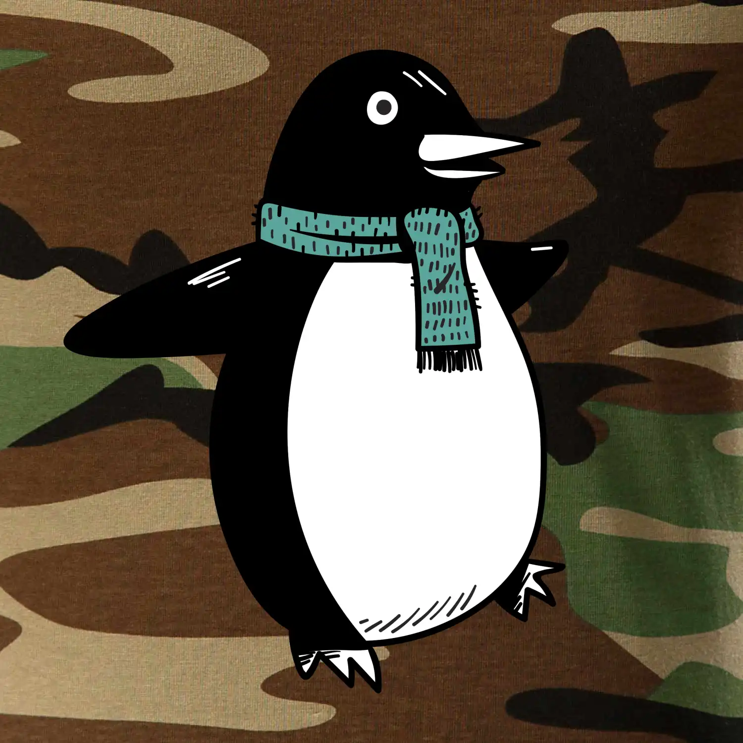 Tučňák se zelenou šálou