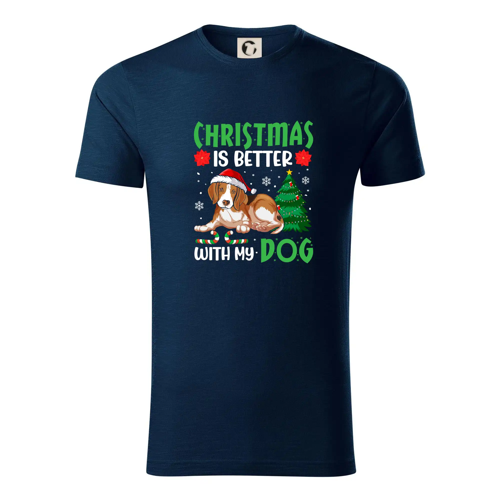 Vianočné tričká - Christmas is better with my dog - Tričko z organickej bavlny