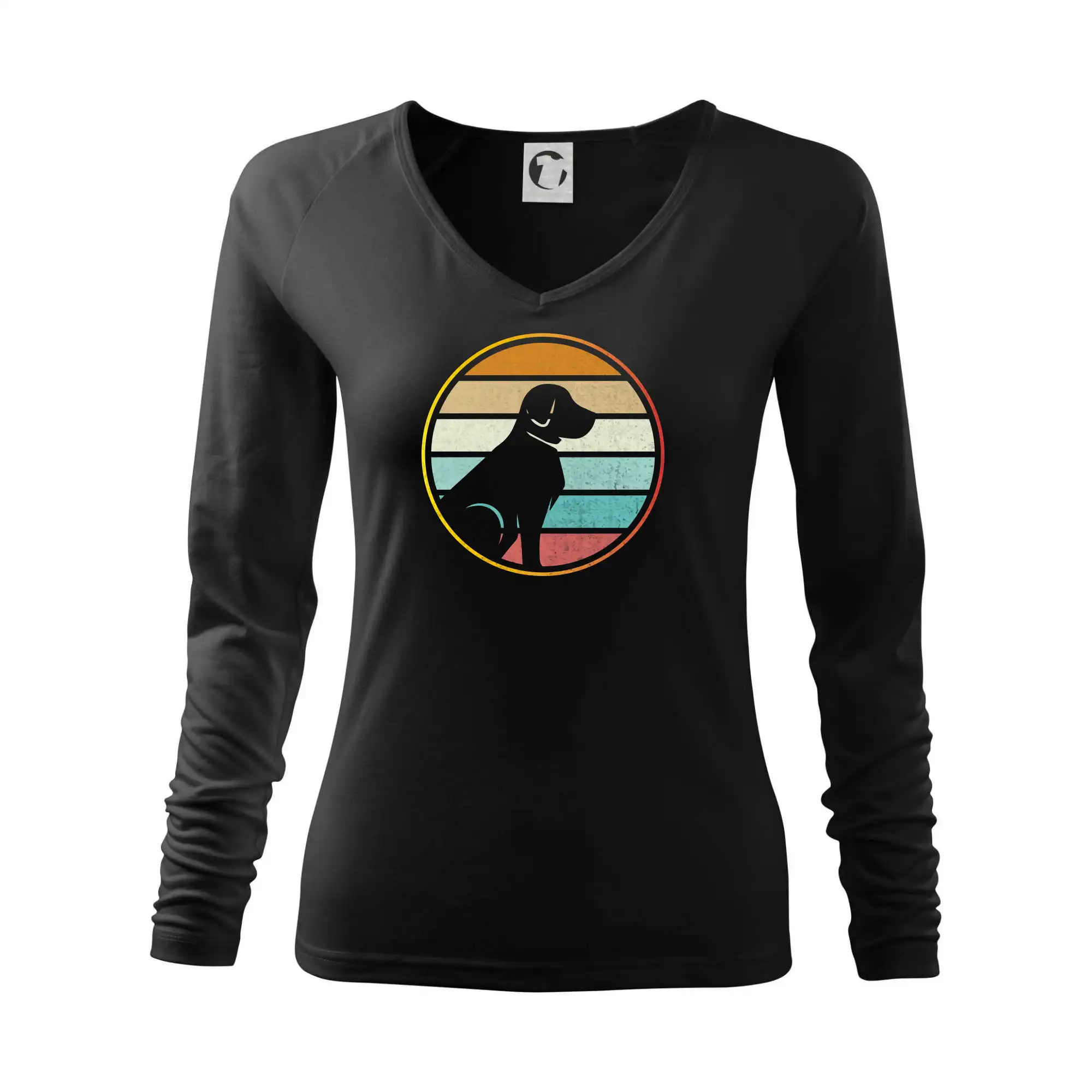 Ostatné psie plemená - Retro kruh - sediaci pes - Tričko dámske Elegance