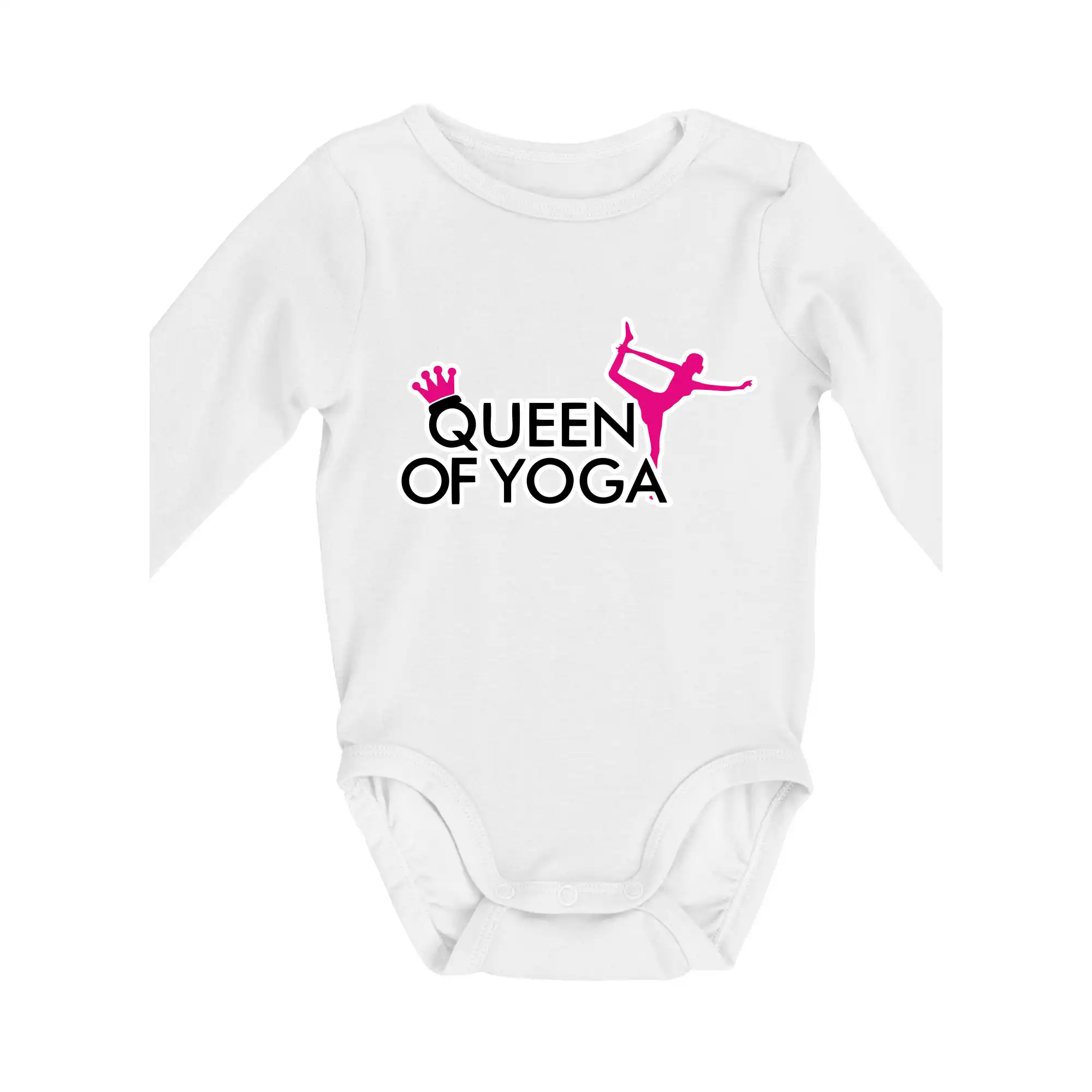 Tričká na jógu - Queen Of Yoga - Body dojčenské s dlhým rukávom