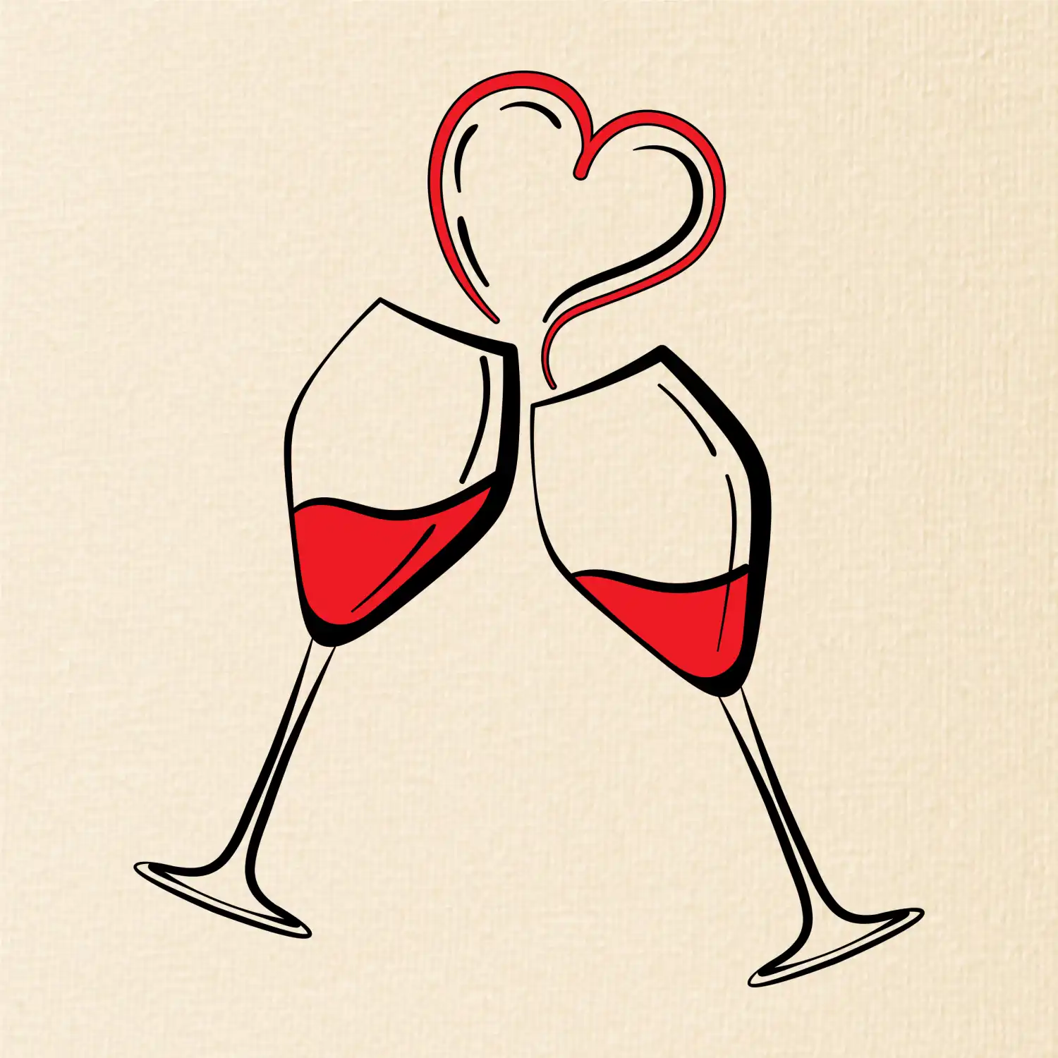 Víno je láska jednoduchý nákres