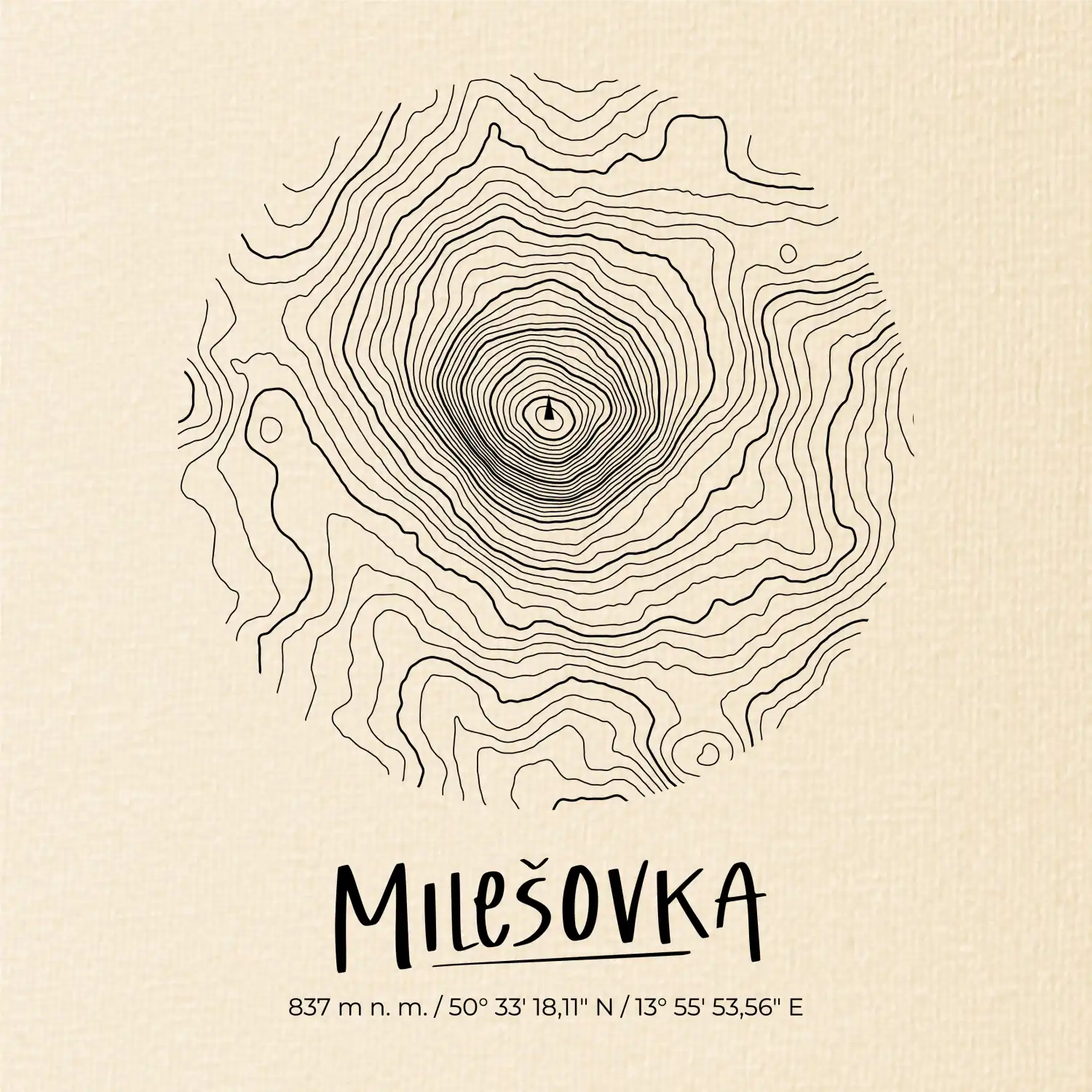 Milešovka - vrstevnice v kruhu