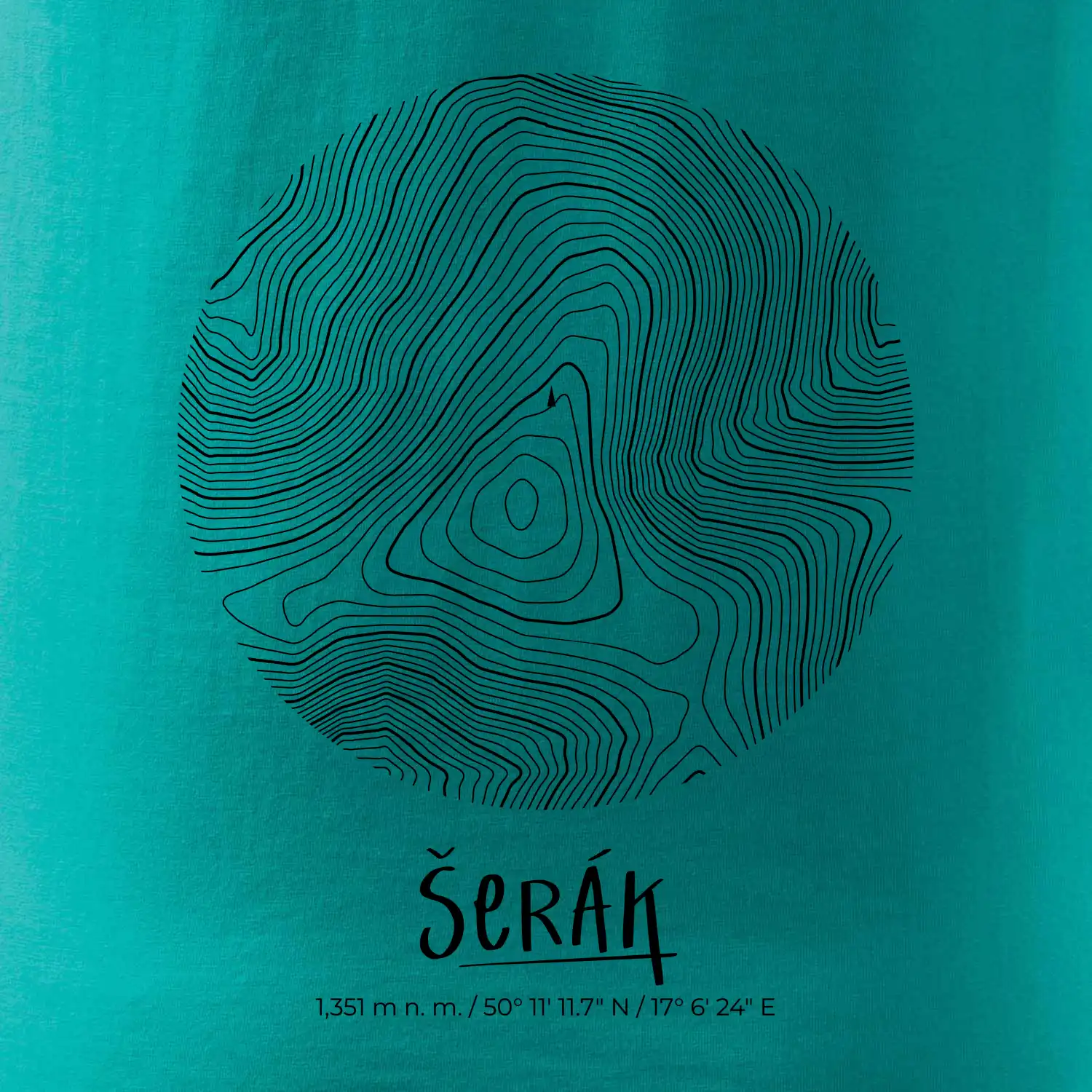 Šerák - vrstevnice v kruhu