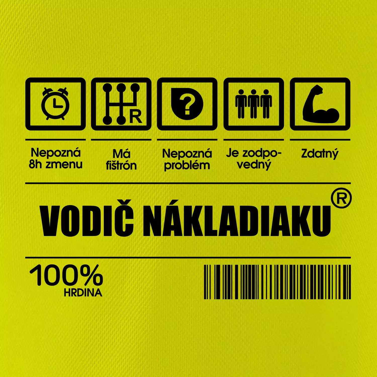 Čiarový kód - Vodič nákladiaku