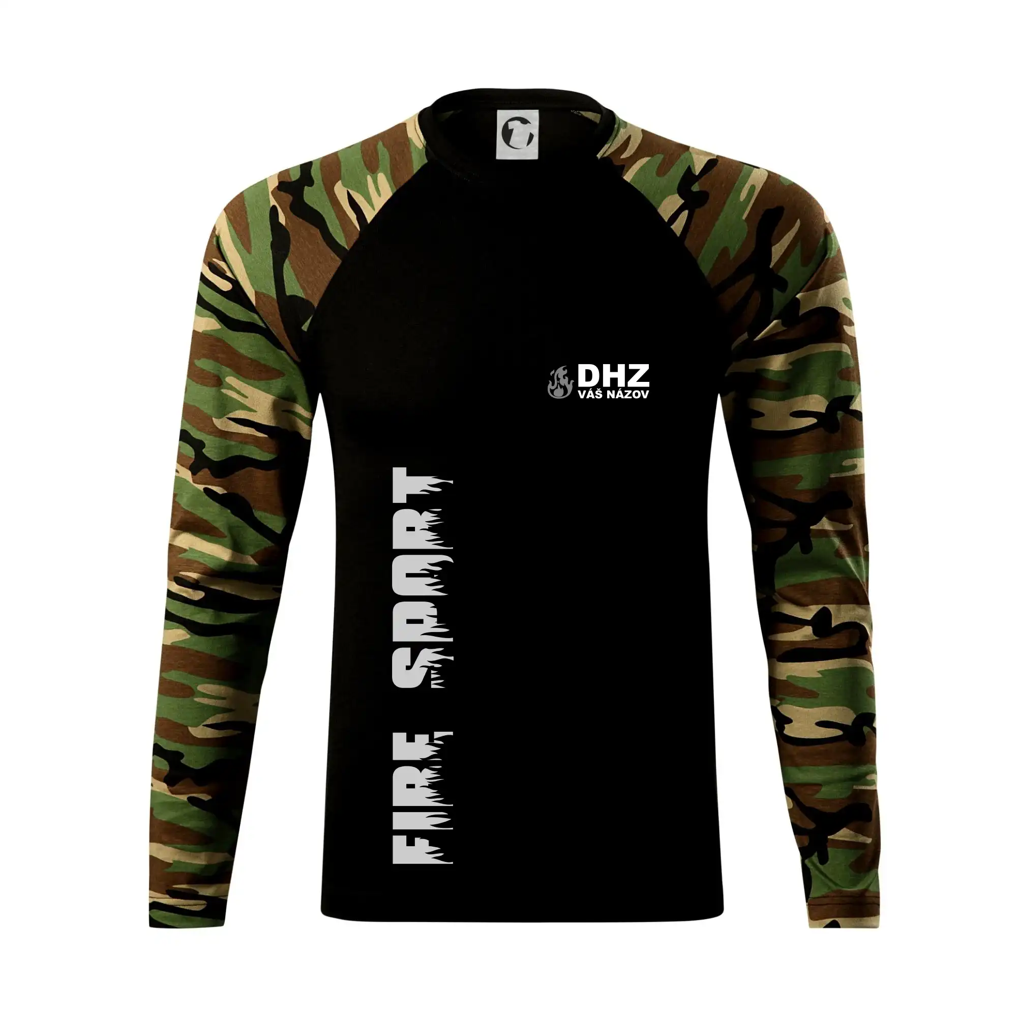 Originálne tričká pre hasičov - DHZ REFLEXNÉ (oheň, firesport, názov zboru - vlastný nápis) - Camouflage LS
