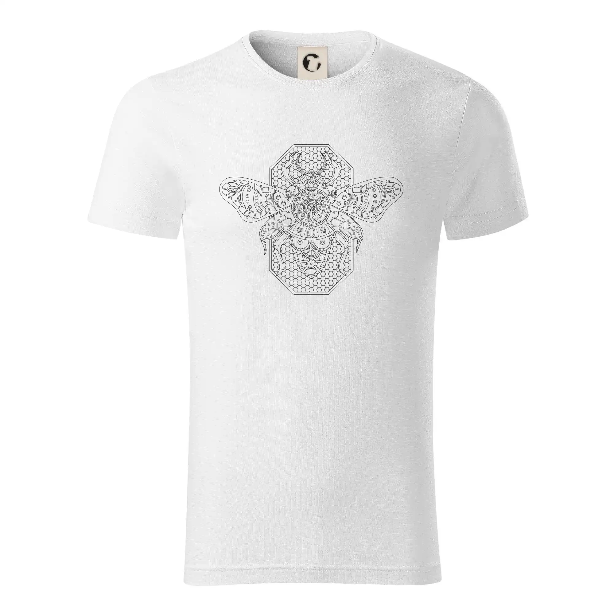 Tričká s potlačou steampunk - Steampunk včela čiernobiela - Tričko z organickej bavlny