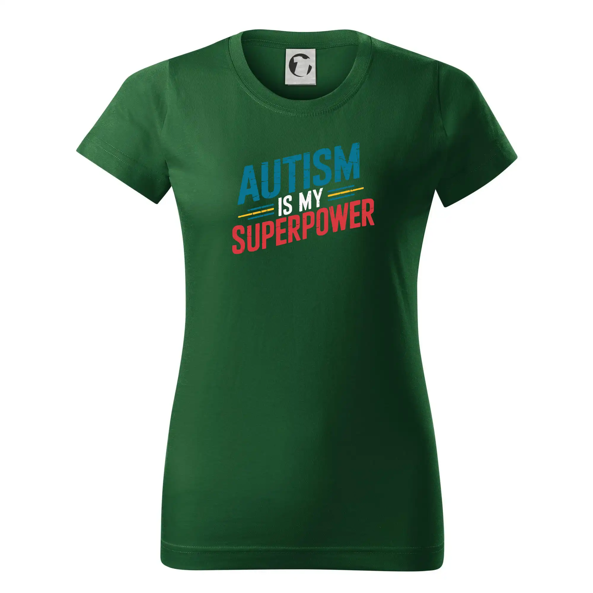 Tričká s motívom autizmu & osveta - Šikmý nápis Autism is my superpower - Dámske tričko basic - ľahko voľnejšie a dlhšie