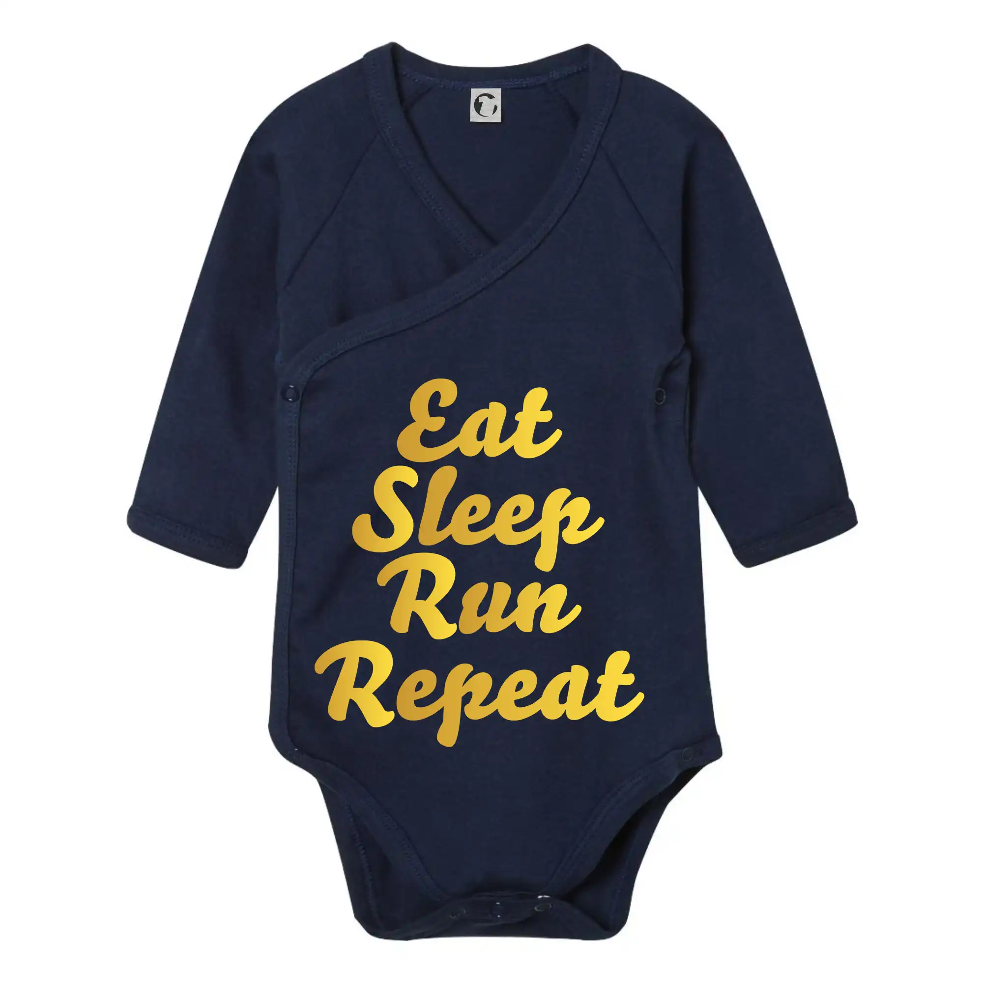 Tričká pre bežcov - Eat sleep run zlatá - Body zavinovacie s dlhým rukávom