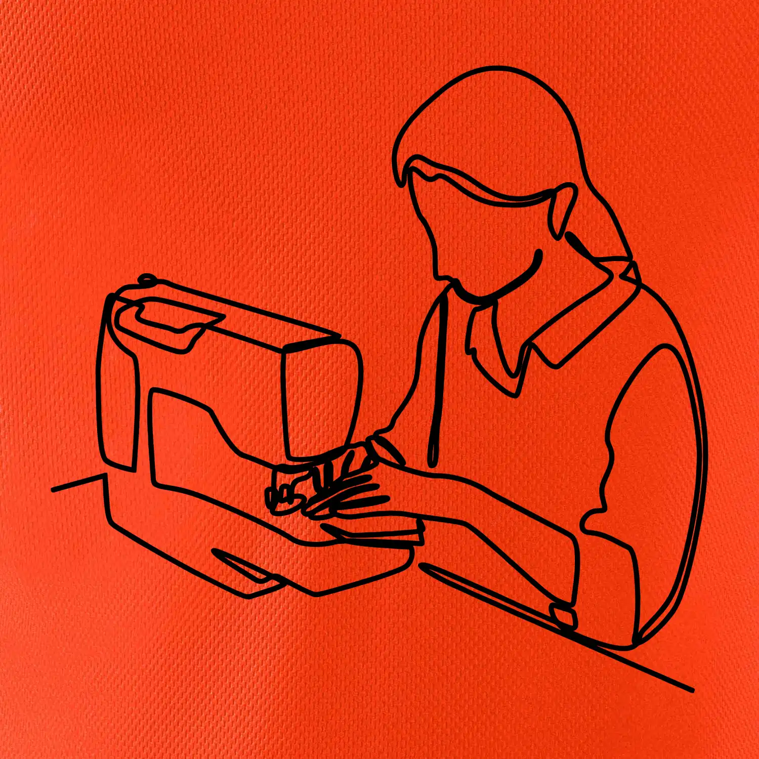 Švadlena a šicí stroj jedním tahem