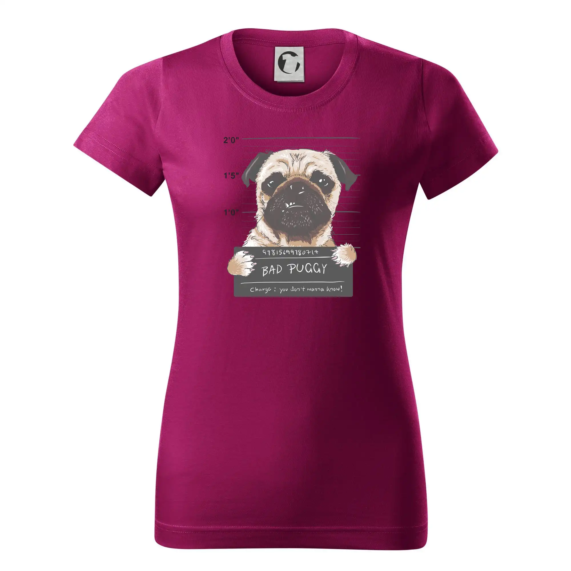Mops na tričku - Mops - Bad Puggy - Dámske tričko basic - ľahko voľnejšie a dlhšie