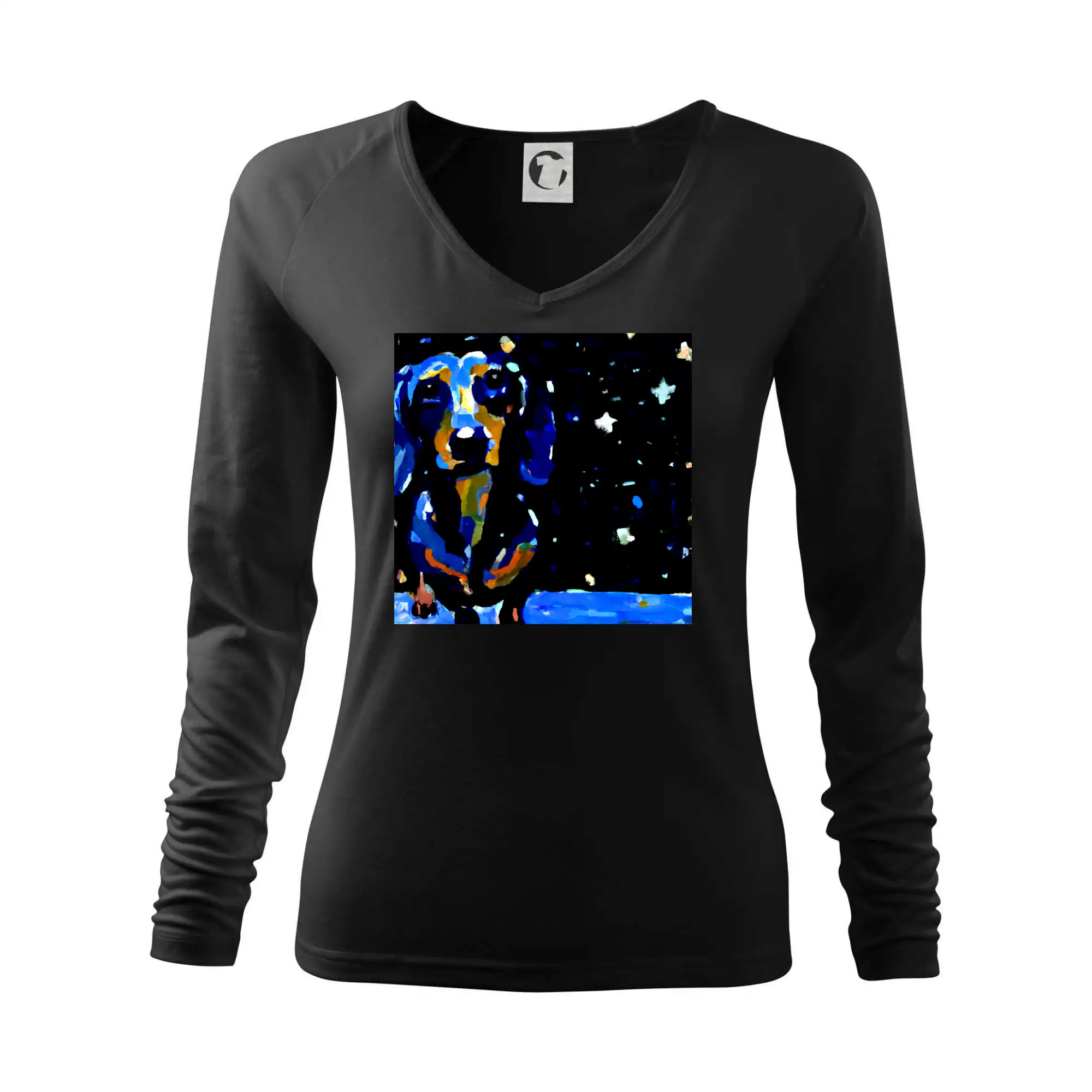 Tričká s motívom jazvečíka - Jazvečík a nočná obloha - olejomaľba - Tričko dámske Elegance