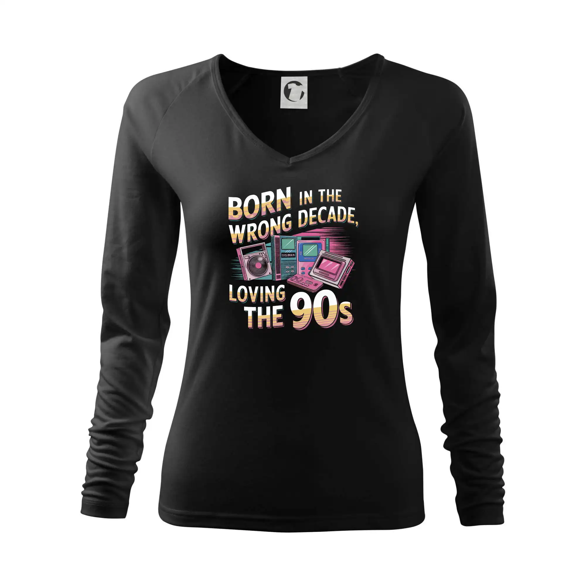 Hudobné tričká - Born in the Wrong Decade, Loving the 90s - Tričko dámske Elegance