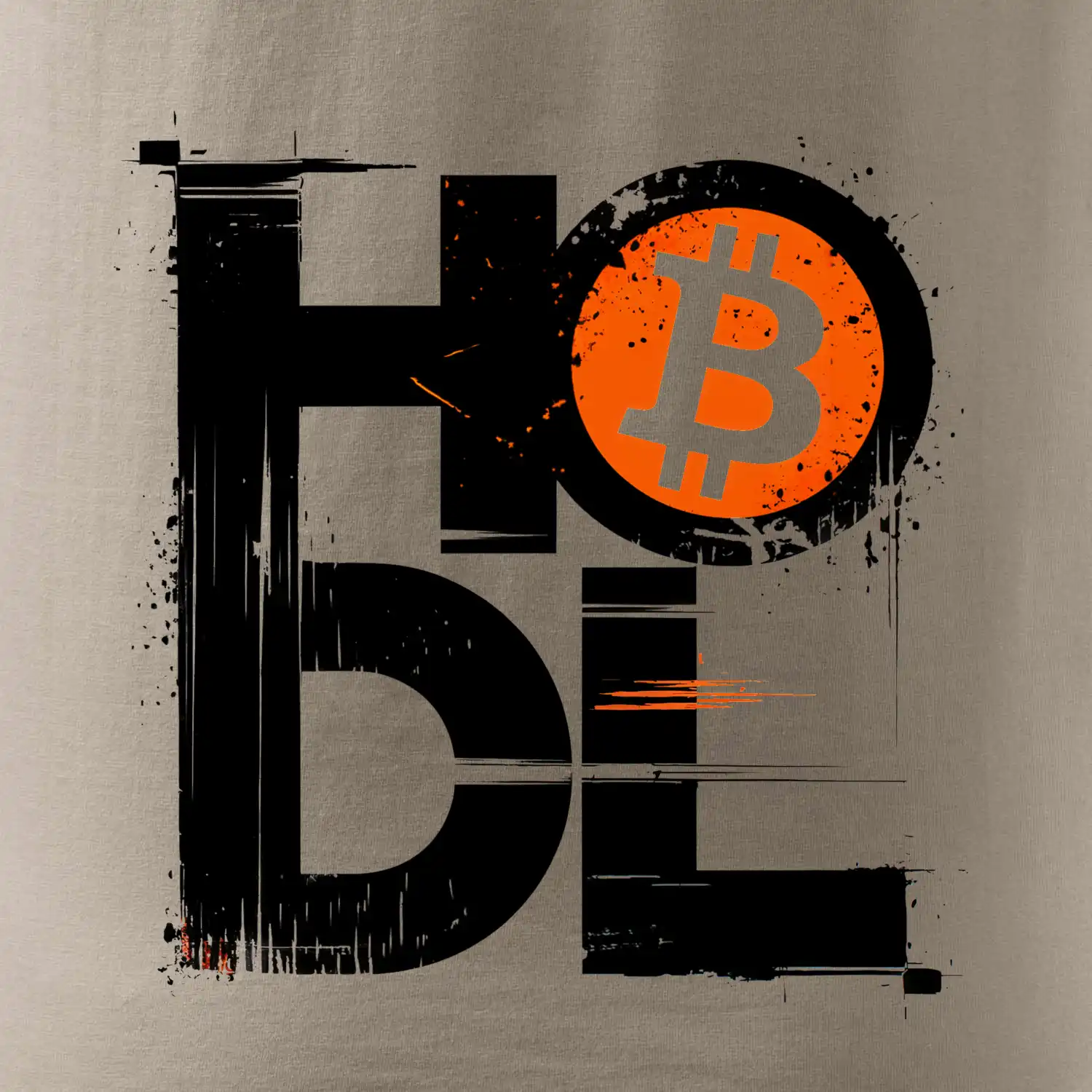 Hodl velký nápis a logo BTC