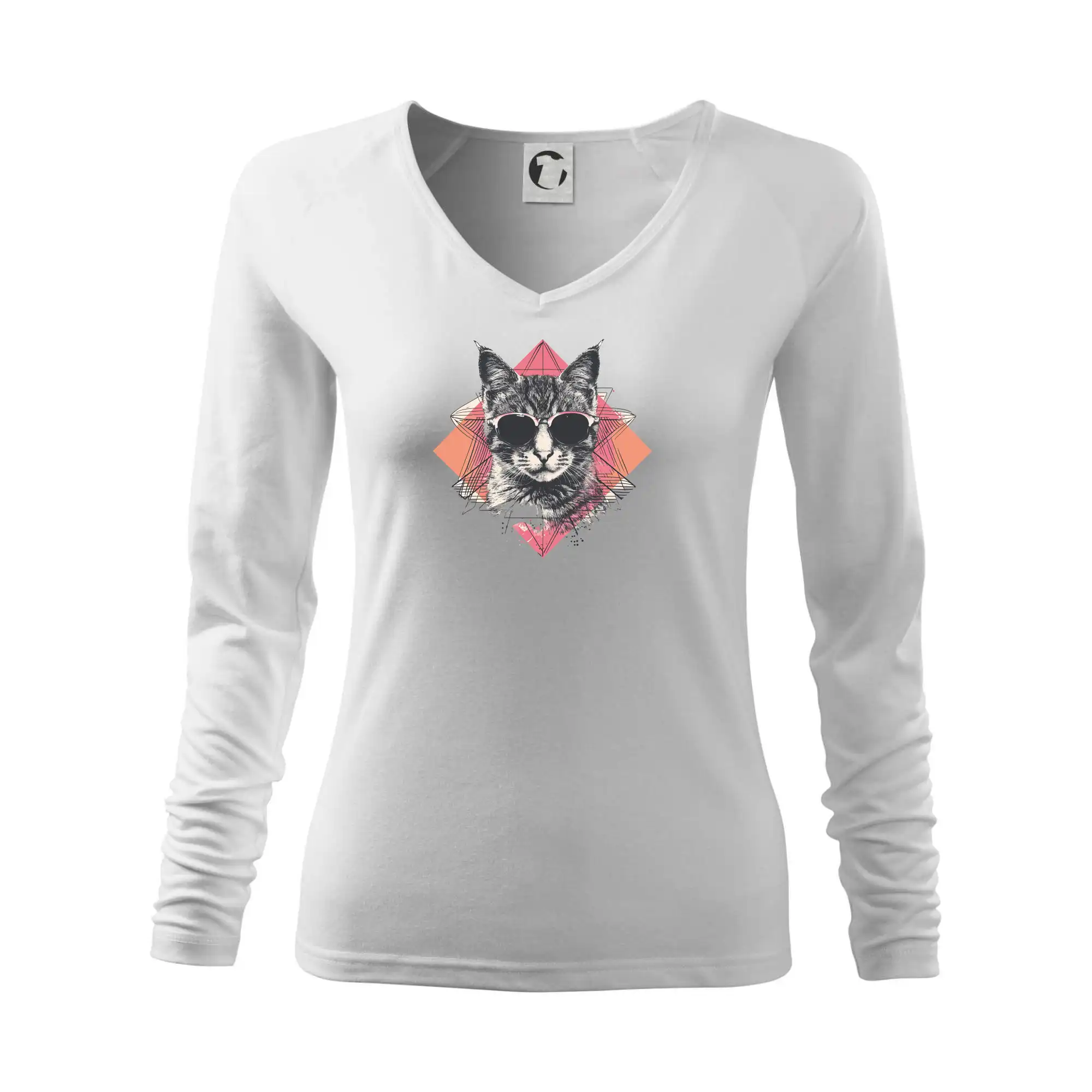 Vtipná tričká s mačkou - Mačka umelkyňa s okuliarmi - Tričko dámske Elegance