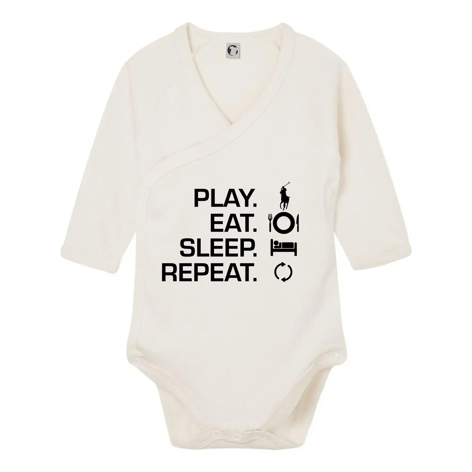 Tričká na polo - Play Eat Sleep Repeat polo - Body zavinovacie s dlhým rukávom