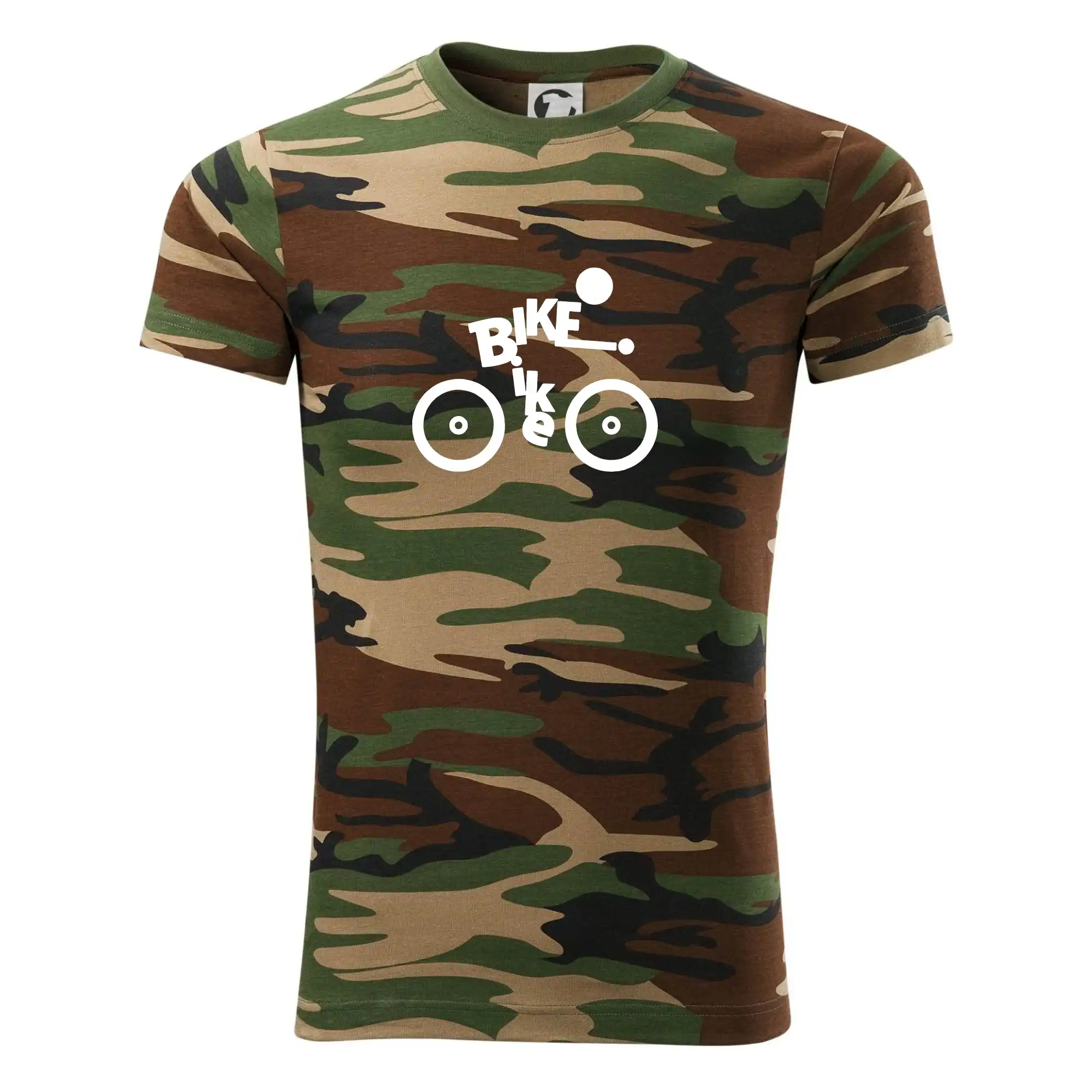 Tričko ako darček pre cyklistu - Bike nápis postava - Army CAMOUFLAGE