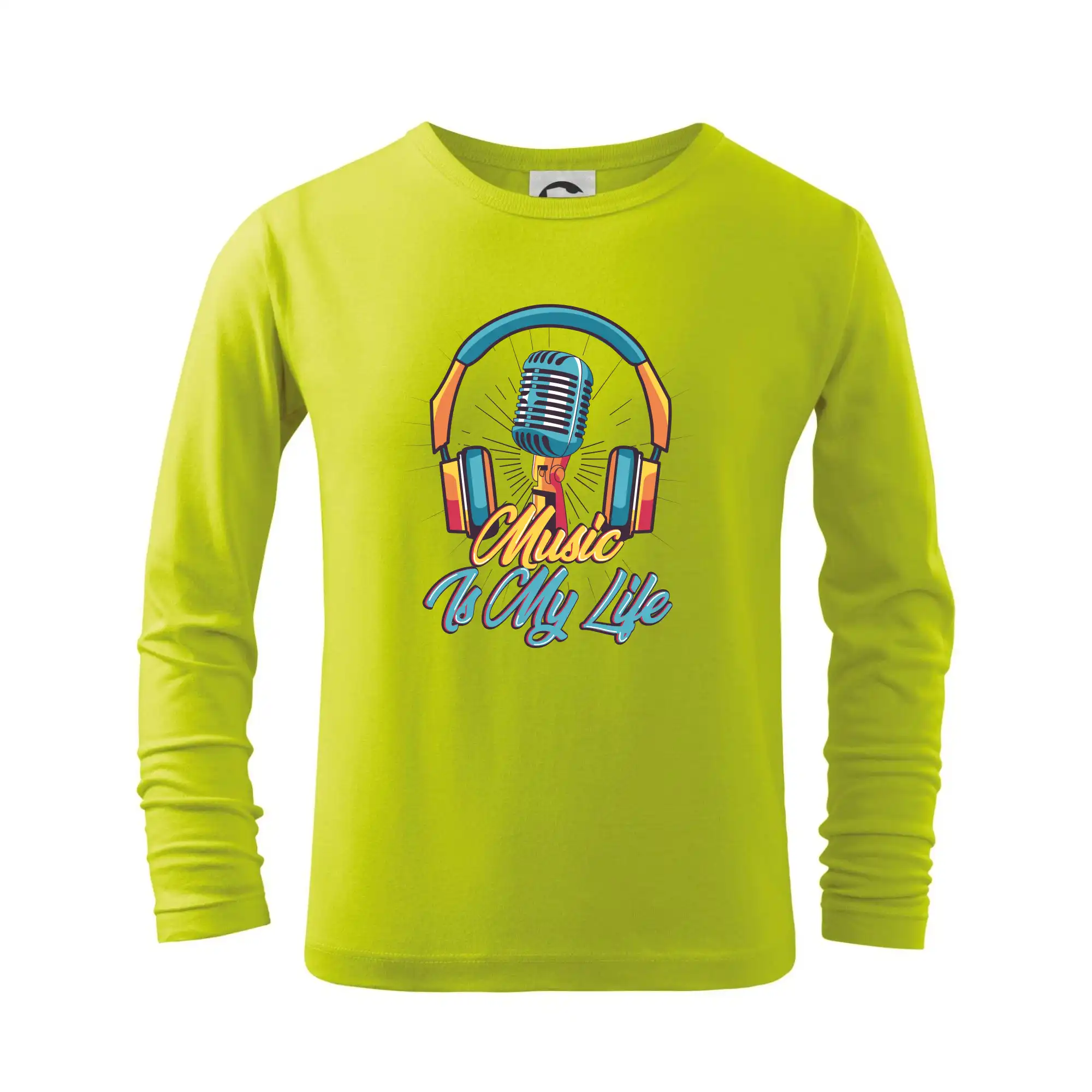 Hudobné tričká - Music is my life slúchadlá - Tričko detské Long Sleeve