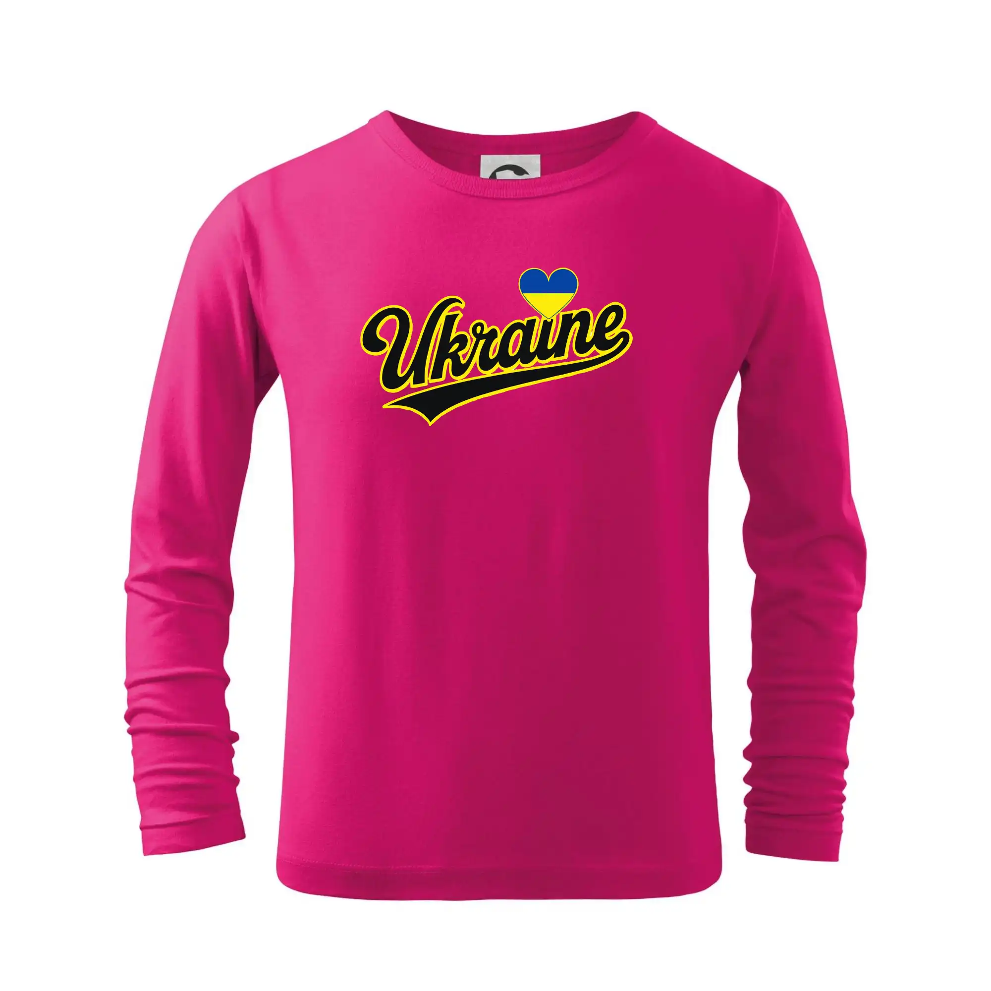 Tričká s vlajkou ukrajiny - Ukraine - nápis čierny - Tričko detské Long Sleeve