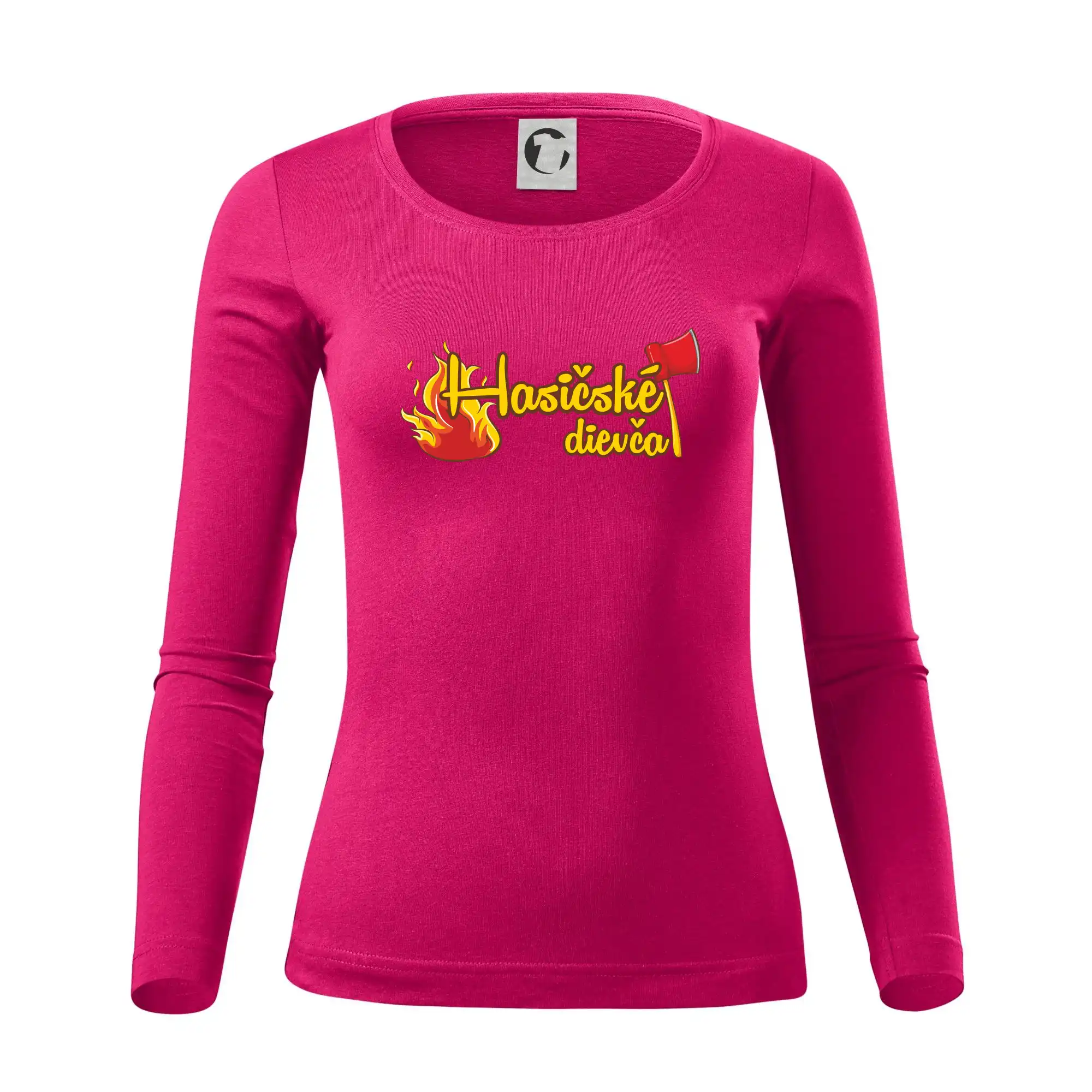 Originálne tričká pre hasičov - Hasičské dievča - oheň a sekera - Dámske tričko FIT-T LS - zužené