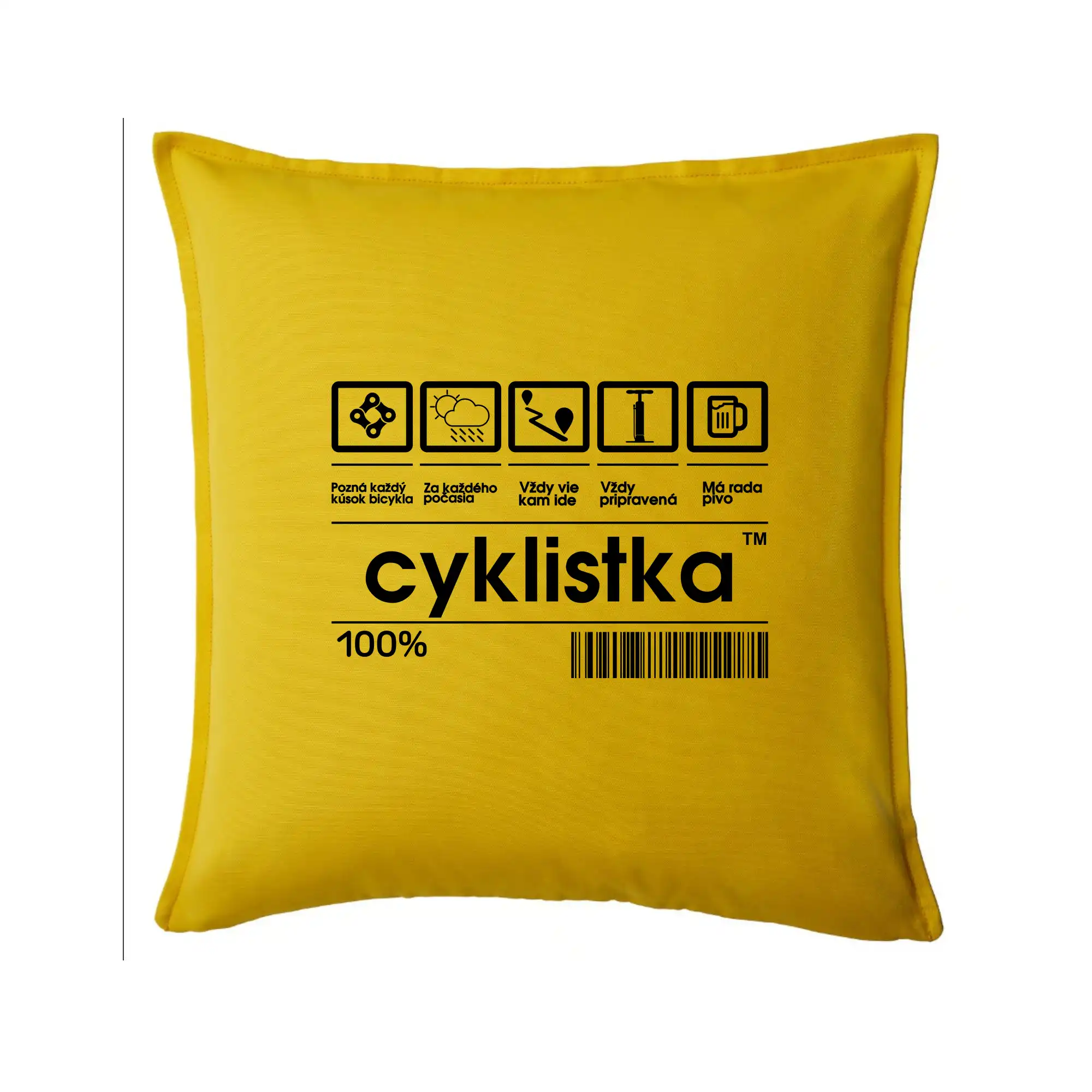 Tričko ako darček pre cyklistu - Čiarový kód - cyklista / cyklistka - Vankúš 50x50