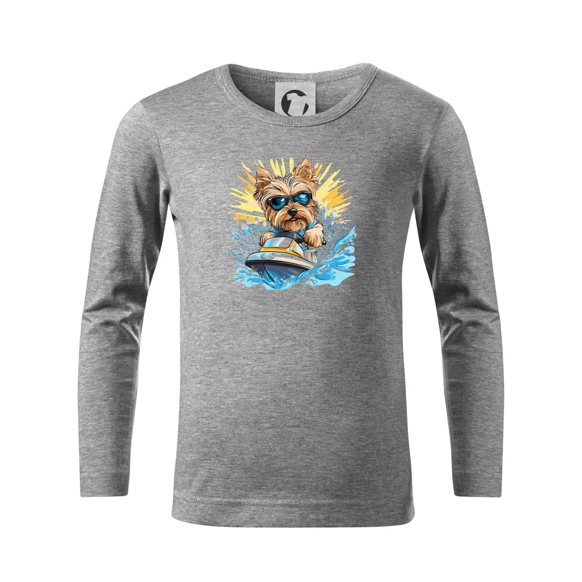 Nemecký ovčiak - Yorkšírsky teriér na vodnom skútri - Tričko detské Long Sleeve