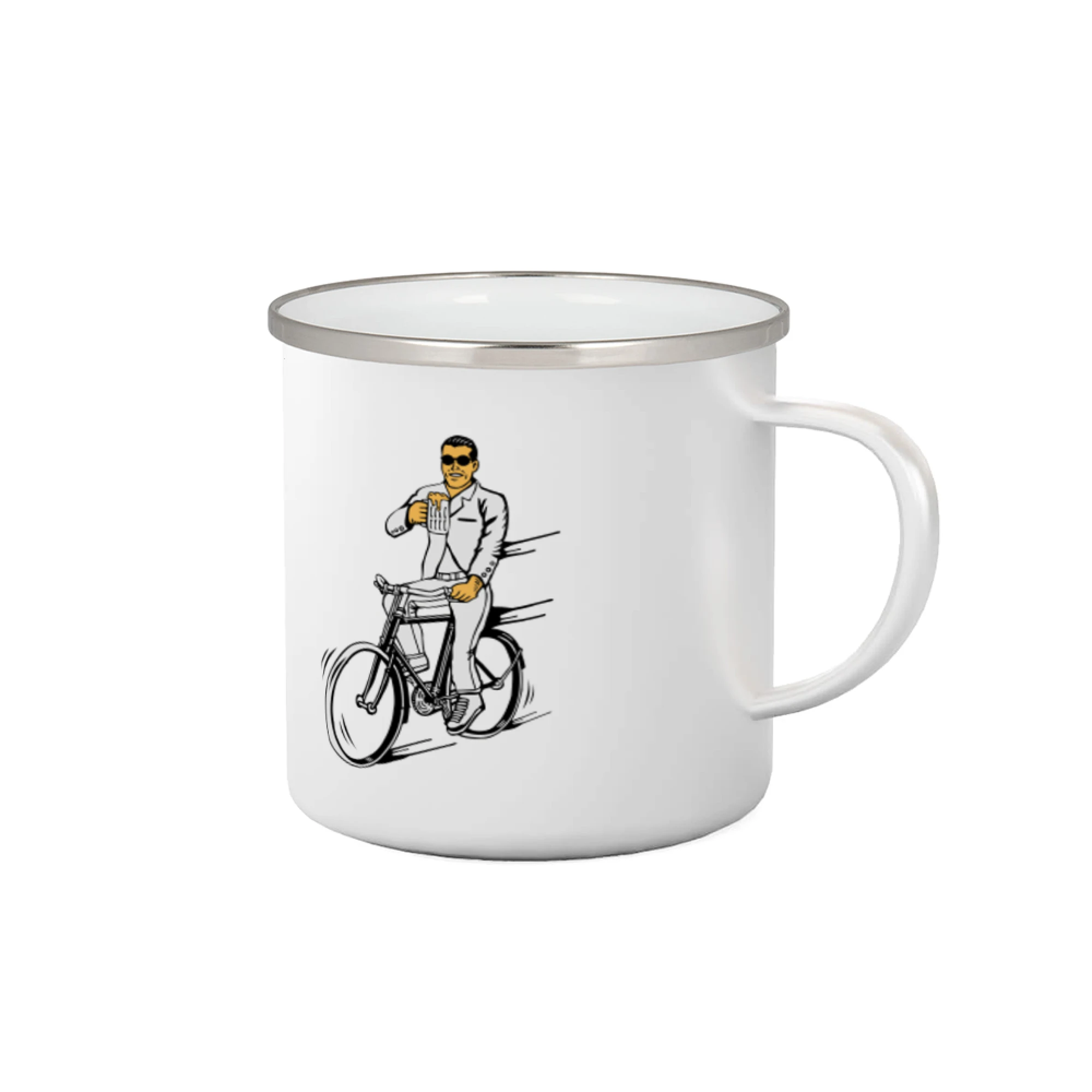 Gentleman na bicykli s pivom