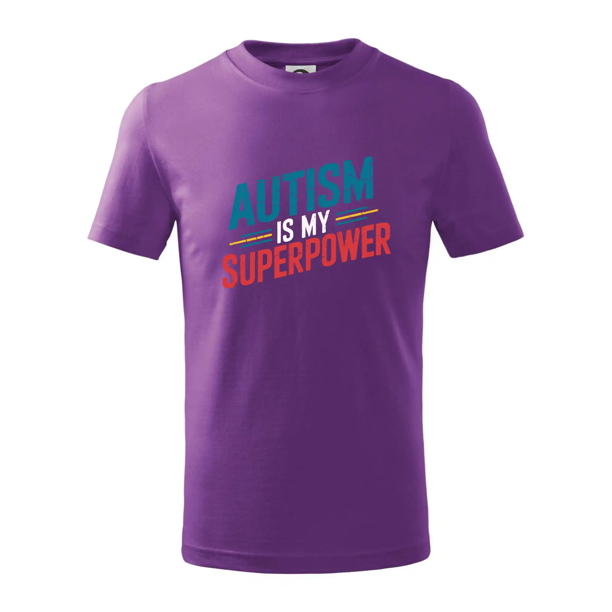 Tričká a mikiny pre autistov - Šikmý nápis Autism is my superpower - Tričko detské bavlnené