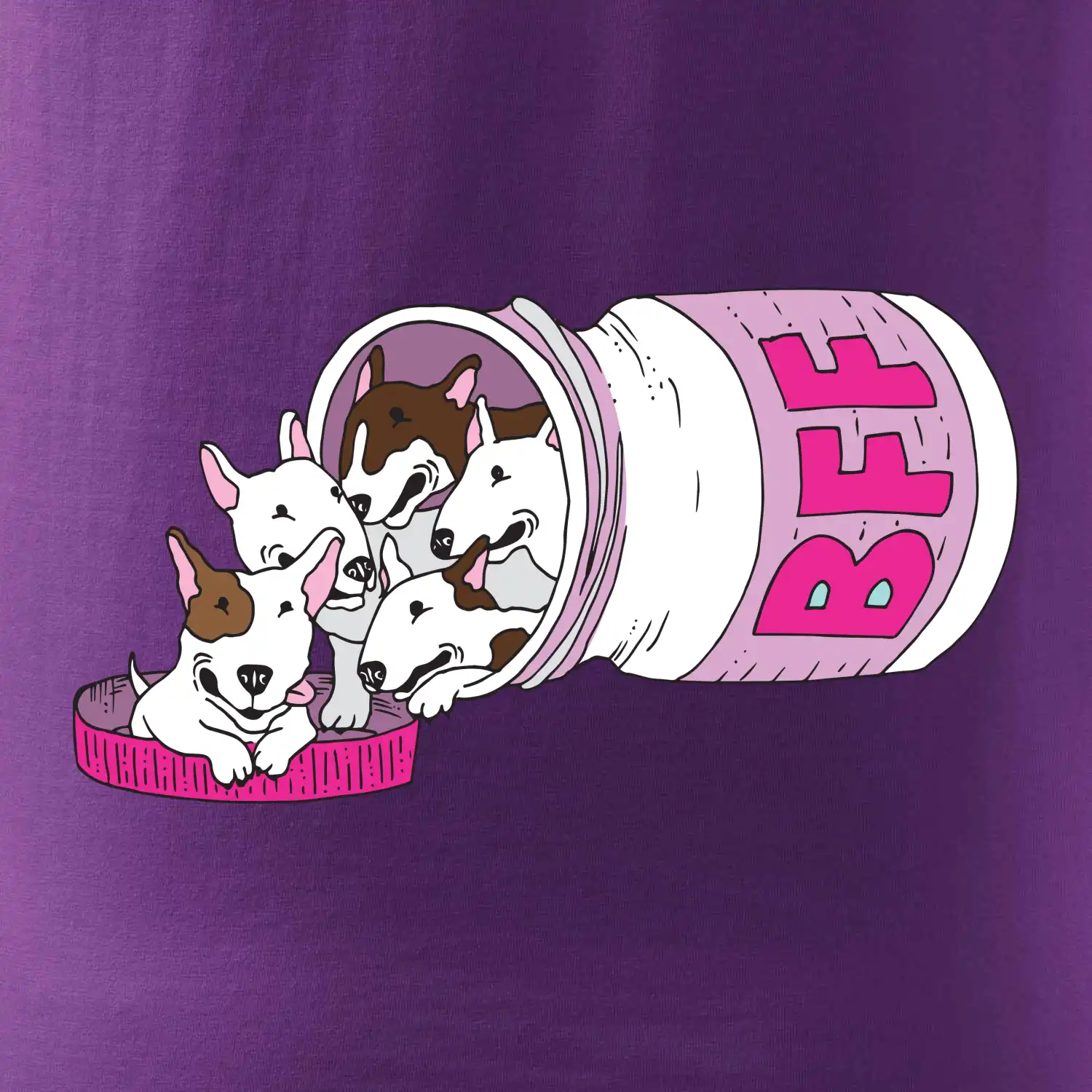 Bullterrier Friends Forever růžové (Pecka design)