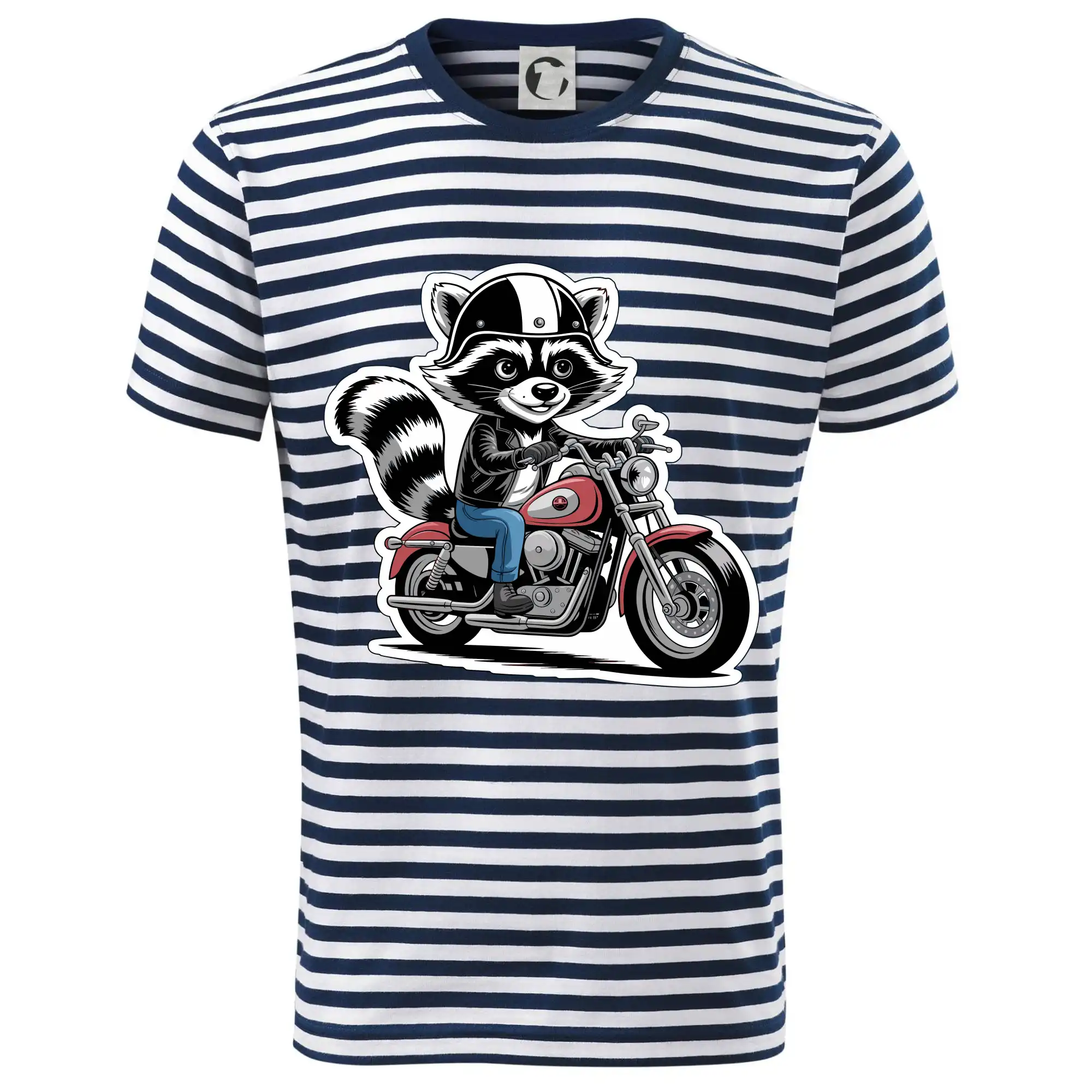 Tričká so zvieratami - Mýval na motorke kreslený - Dětské triko na vodu