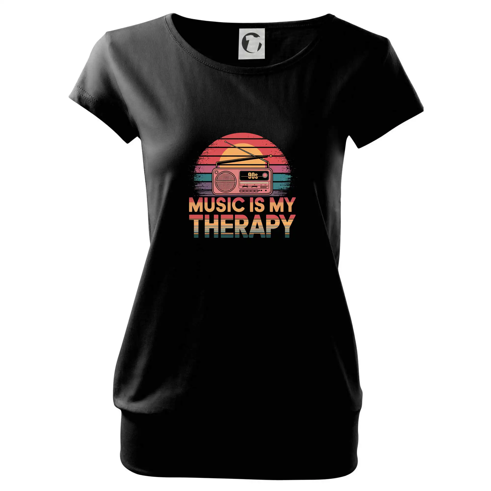 90s Music is my therapy - prenosné rádio - Voľné tričko city