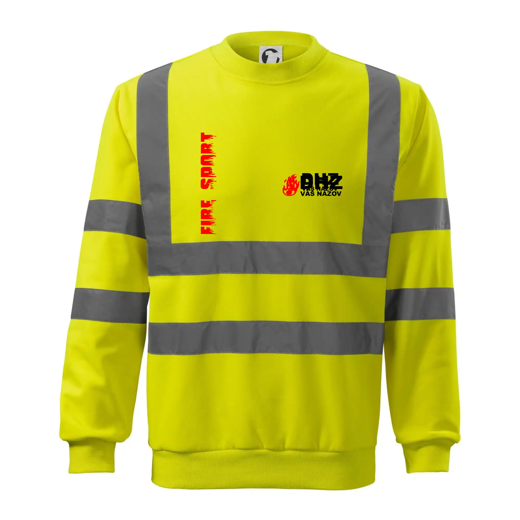 Originálne tričká pre hasičov - DHZ (oheň, firesport, názov sboru - vlastný nápis) - Reflexná mikina