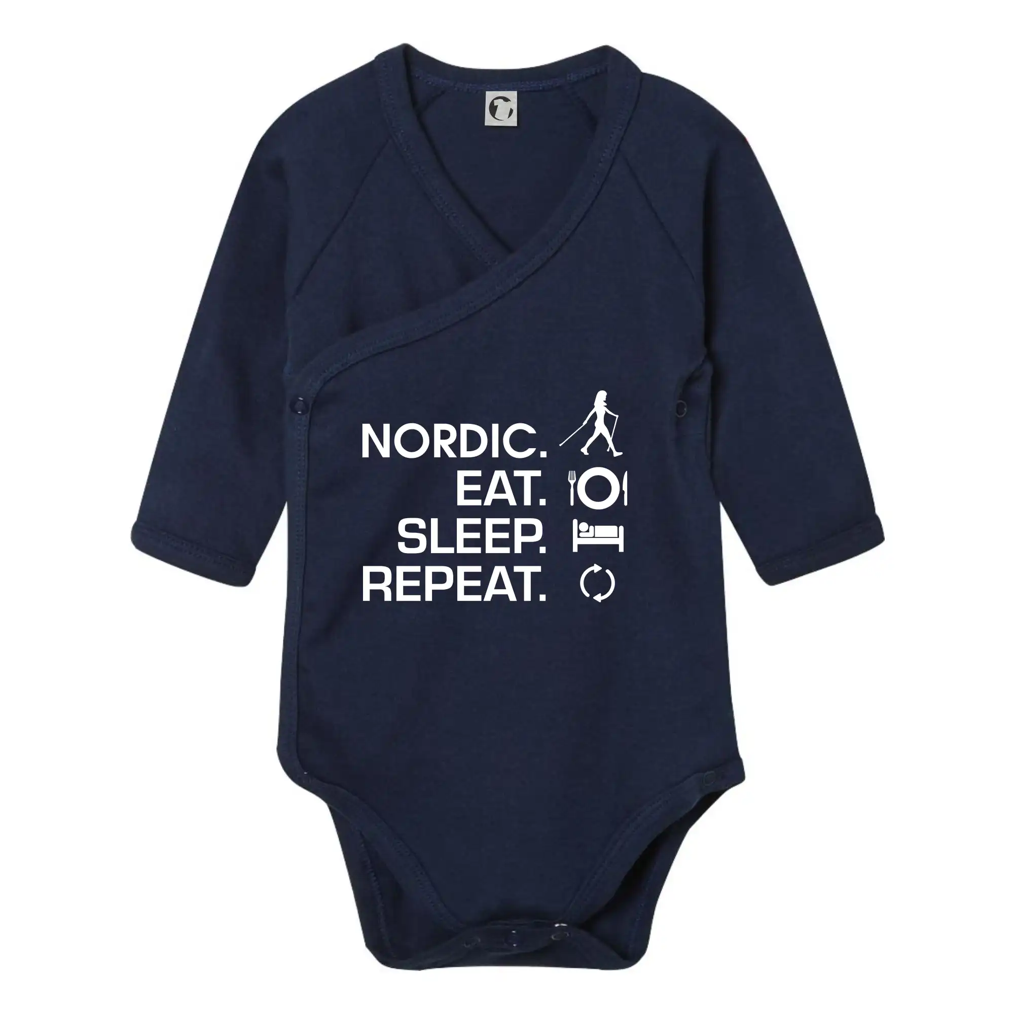 Trička pre cestovateľov - Nordic walking eat sleep - Body zavinovacie s dlhým rukávom