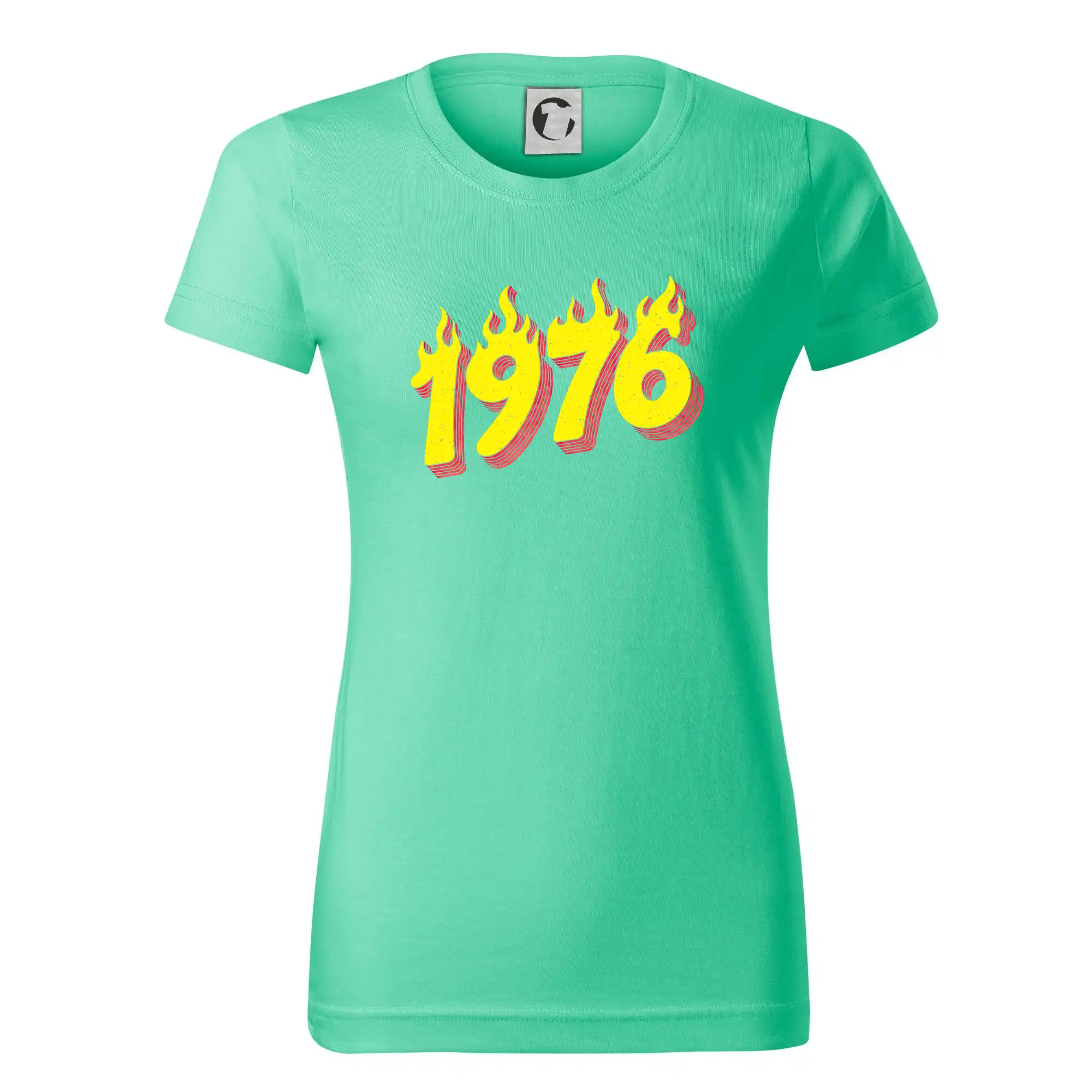 Trička s ročníkom 1976 - Narodeniny v ohni 1976 - Dámske tričko basic - ľahko voľnejšie a dlhšie