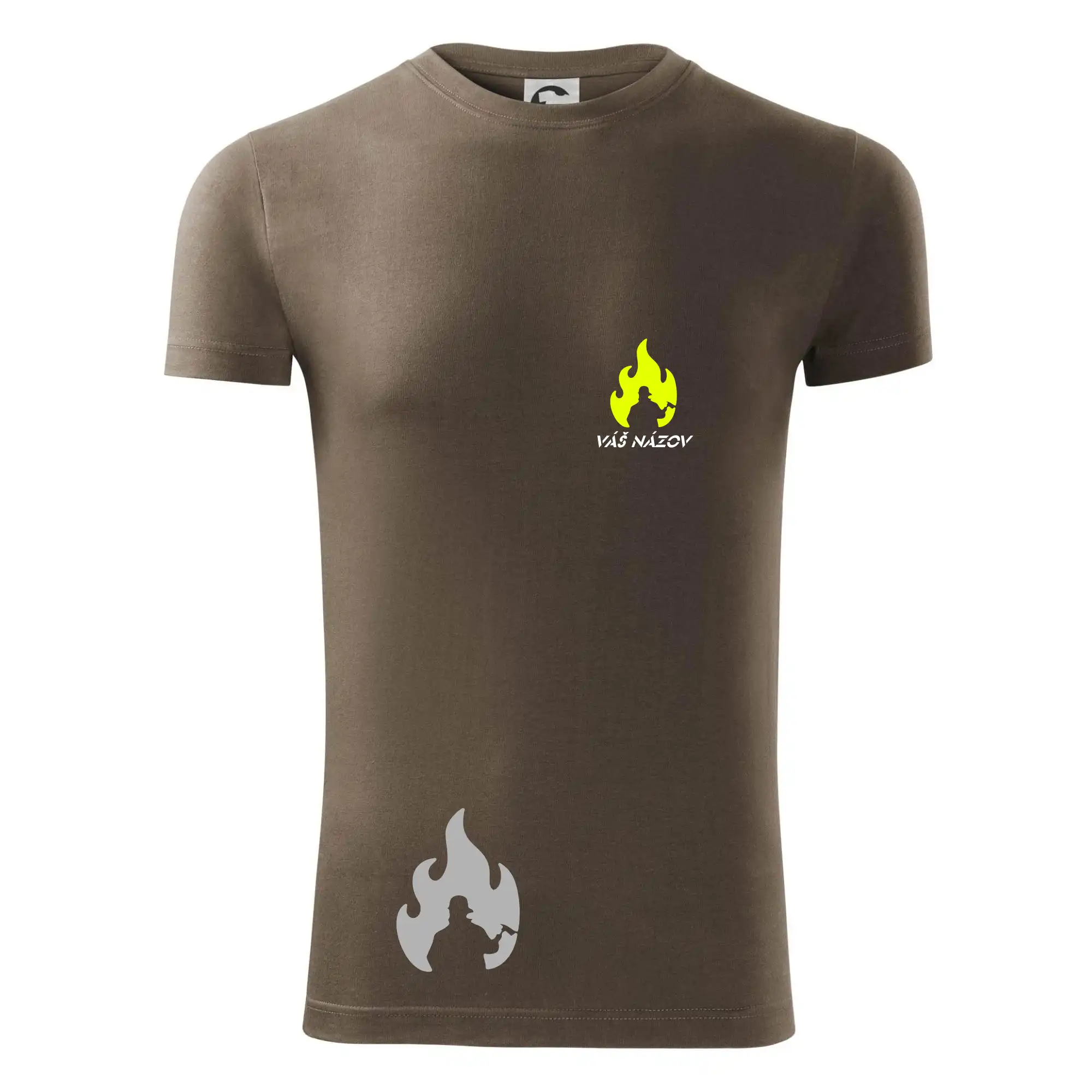 Originálne tričká pre hasičov - Hasiči - oheň - Váš názov - Prsník + chrbát - Viper FIT - Pánske zúžené tričko