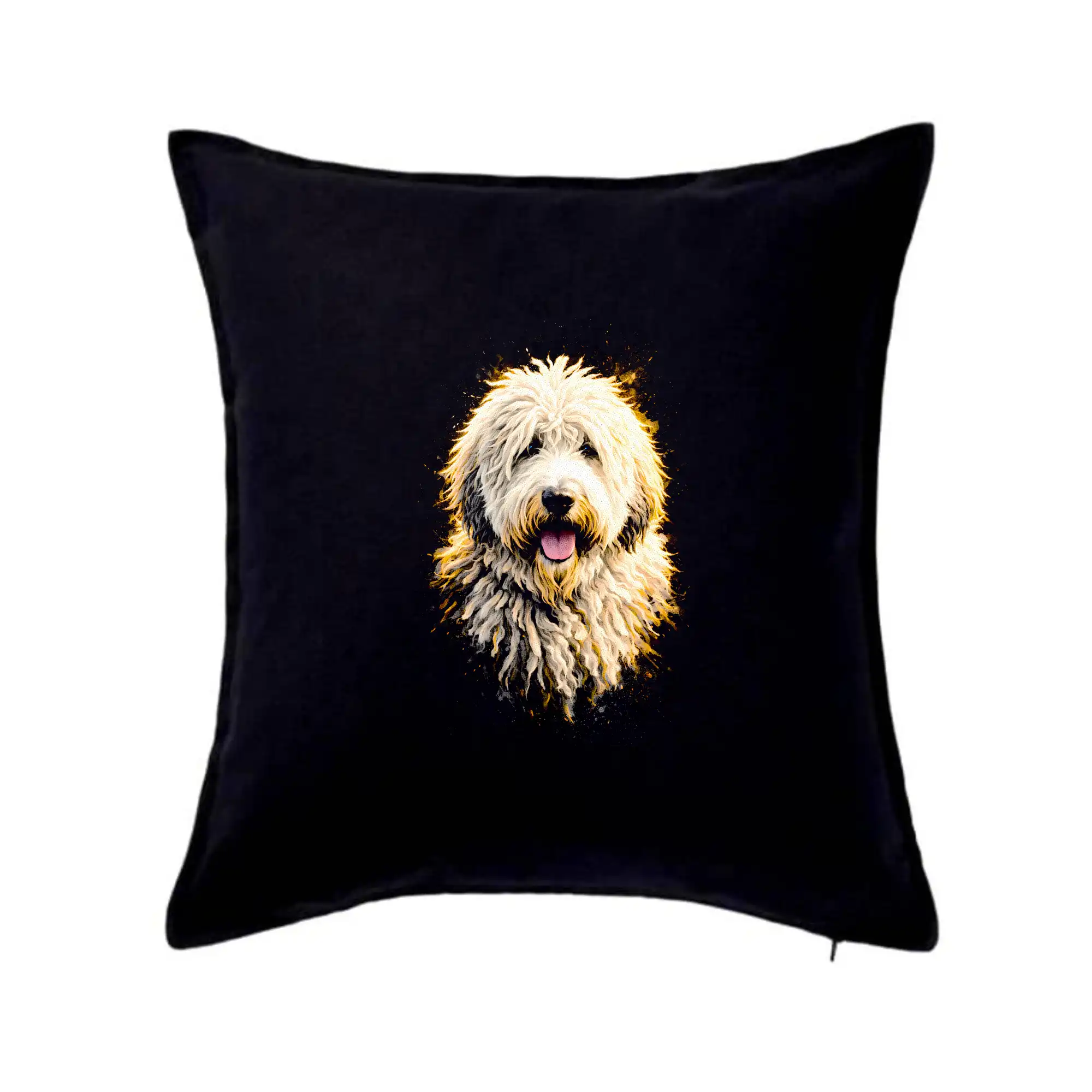 Ostatné psie plemená - Obrázok poltón komondor hlava - Vankúš 50x50