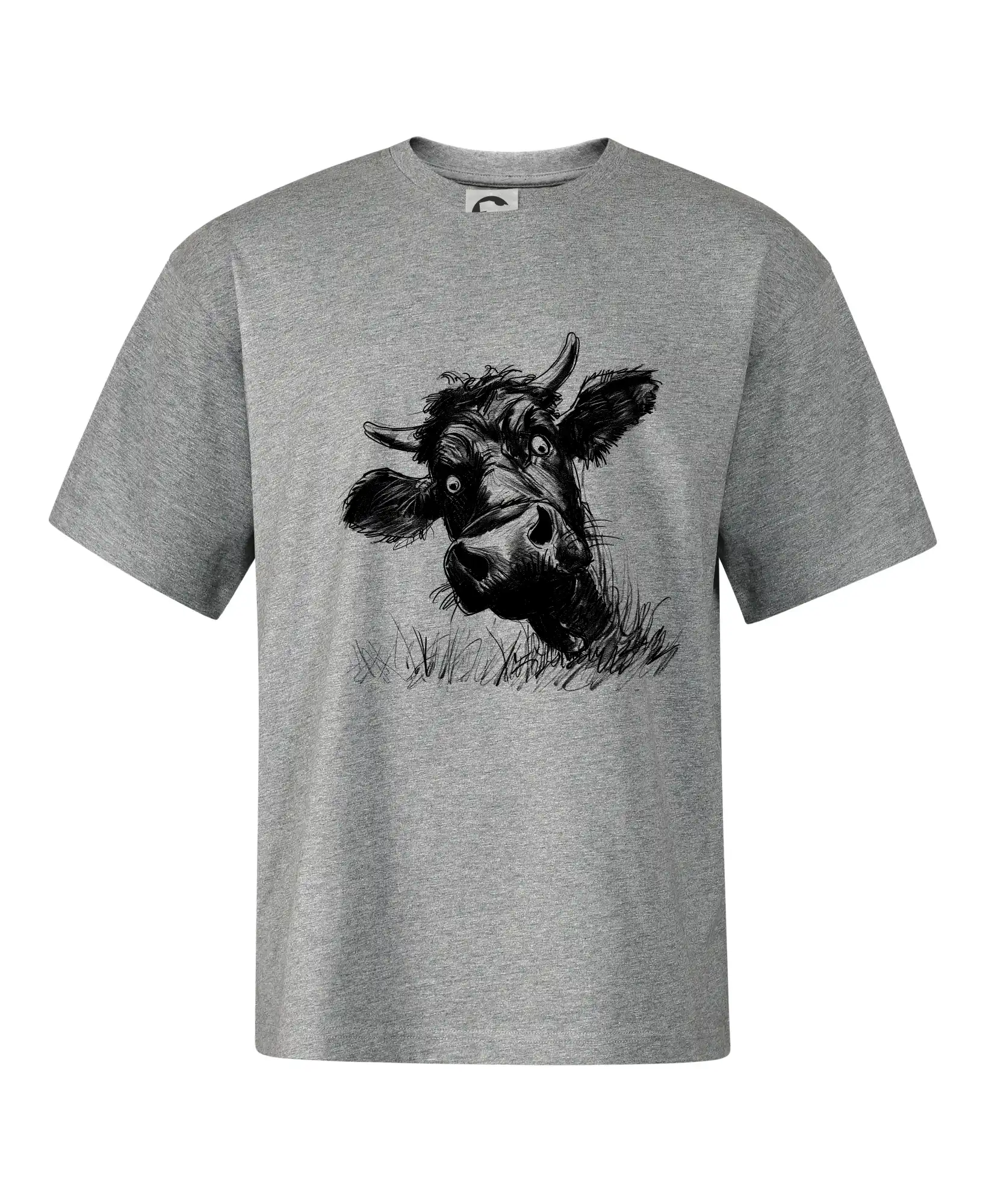 Čiernobiela karikatúra čierna krava hlava