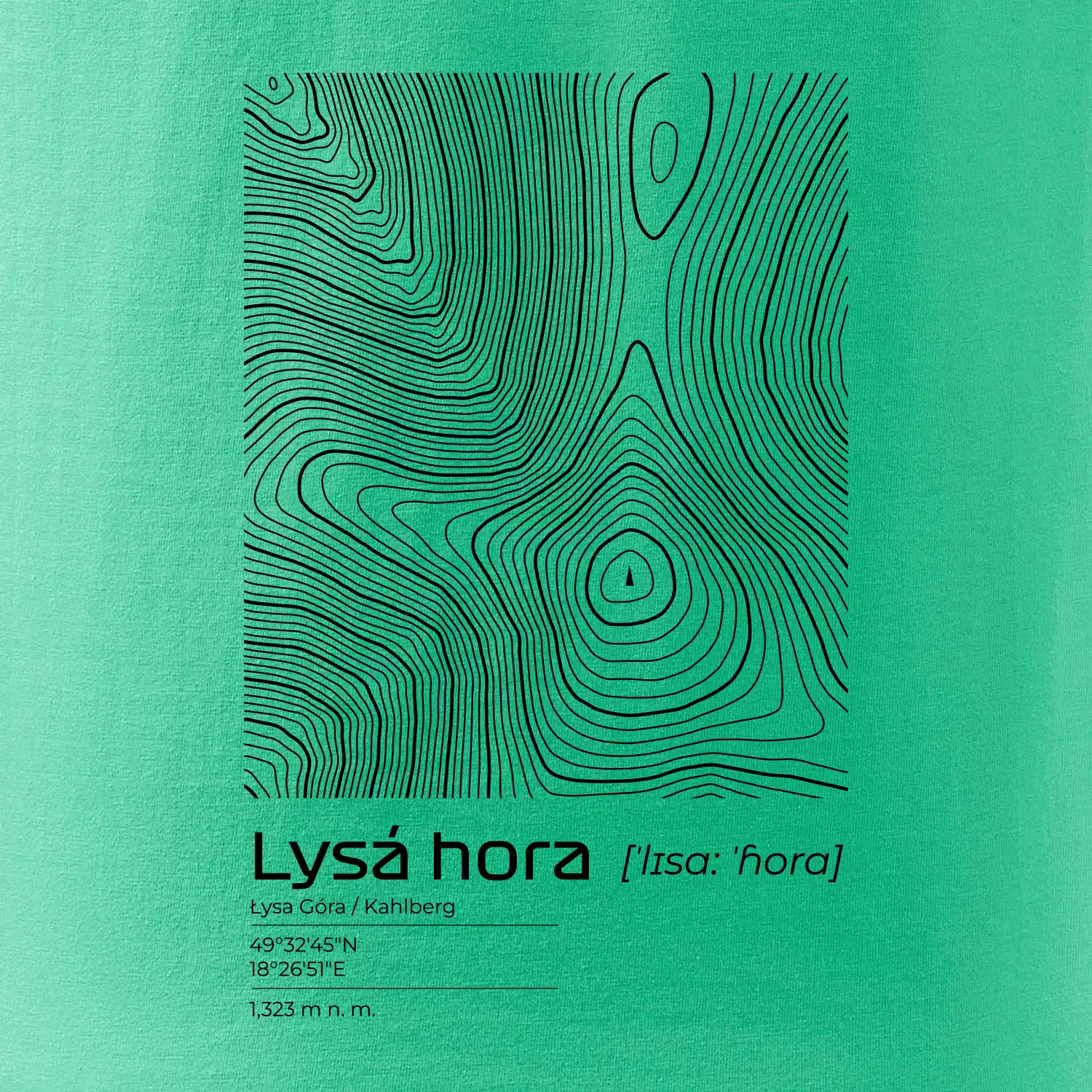 Lysá hora - vrstevnice v obdélníku