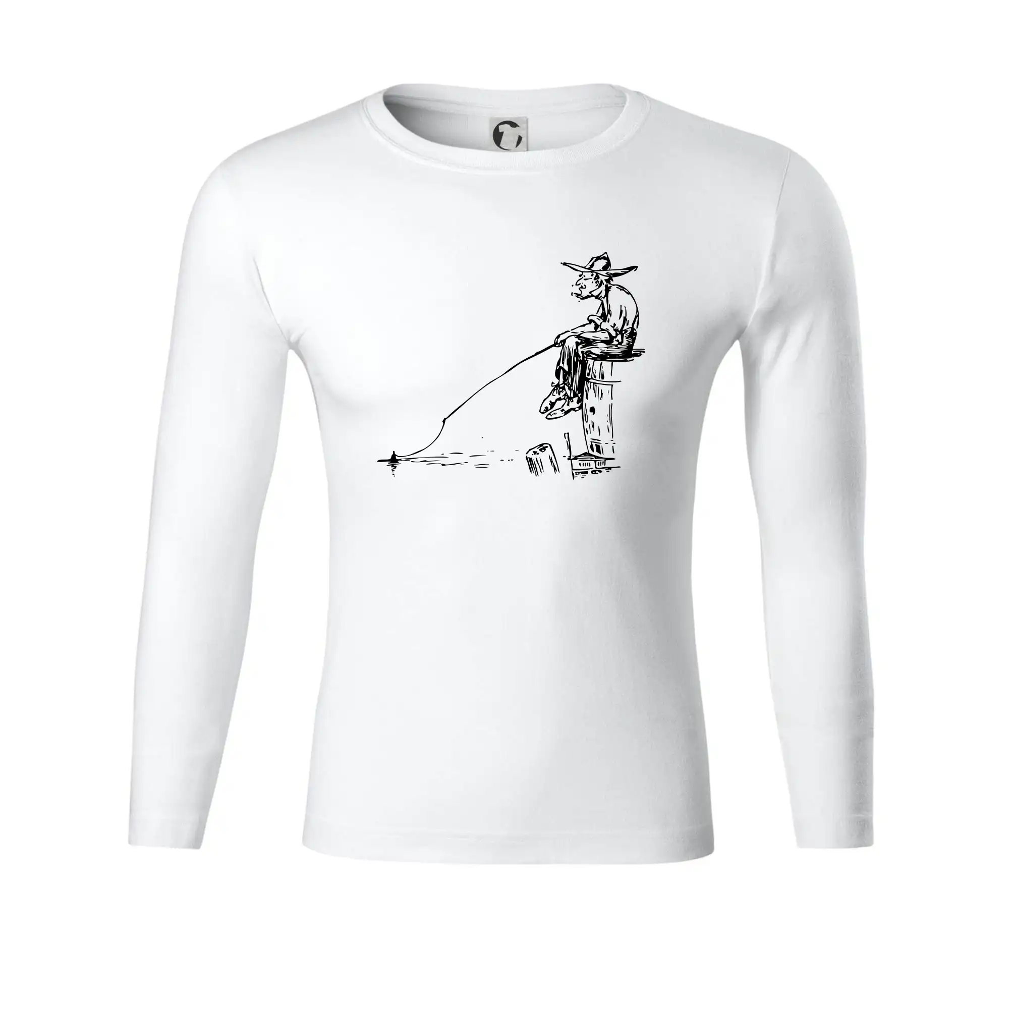 Kreslený rybář na pařezu