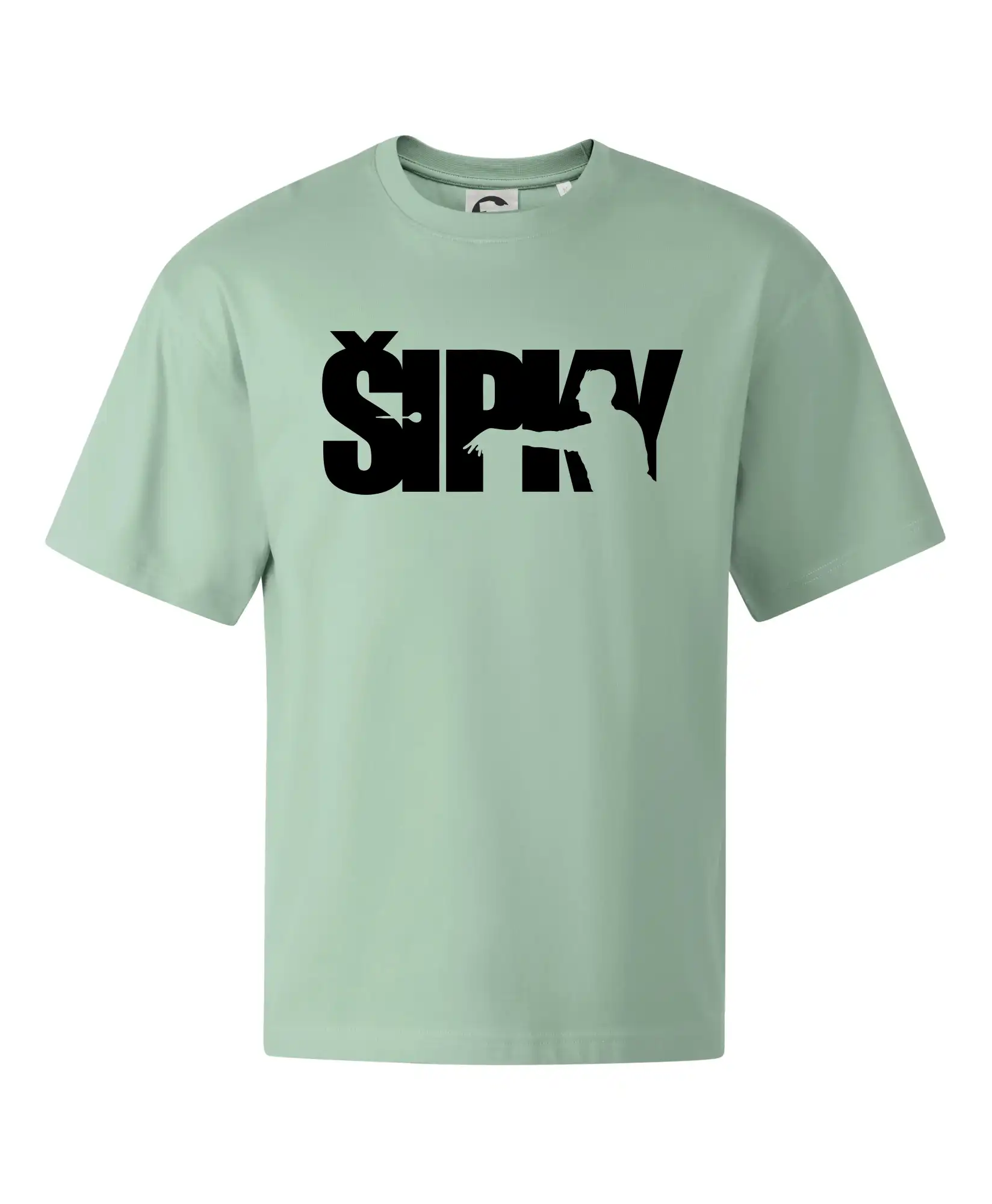 Šipky - nápis se šipkařem