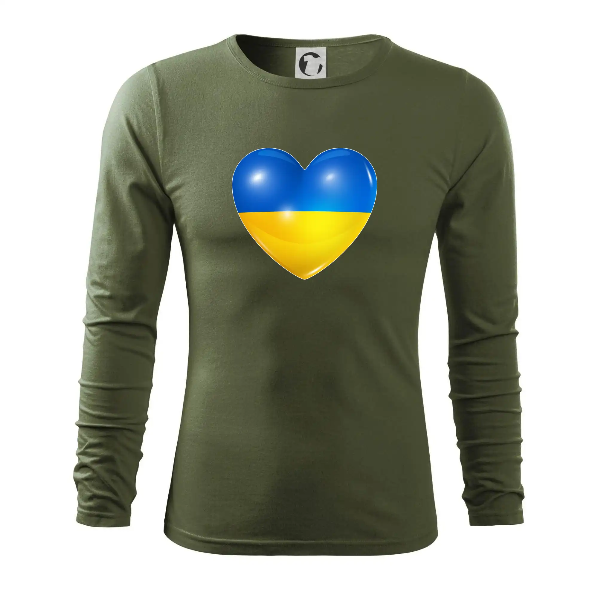 Tričká s vlajkou ukrajiny - Ukrajina srdce vlajka - Tričko s dlhým rukávom FIT-T long sleeve