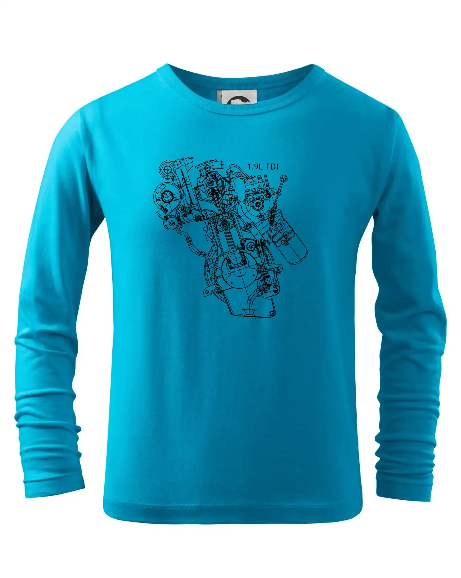 Auto tričká - Motor Škoda/ VW 1.9L  TDI z boku - Tričko detské Long Sleeve