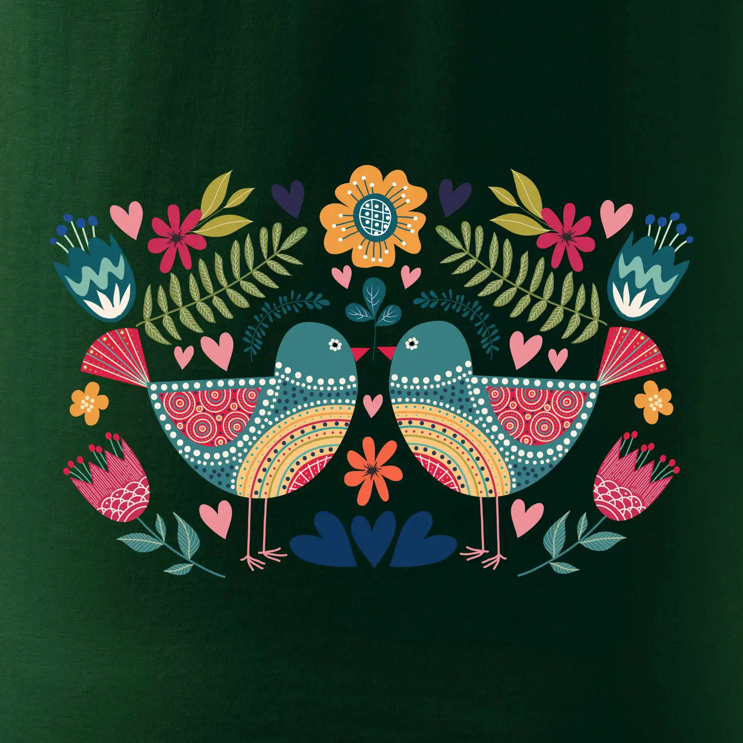 Folklor - dva barevní ptáčci