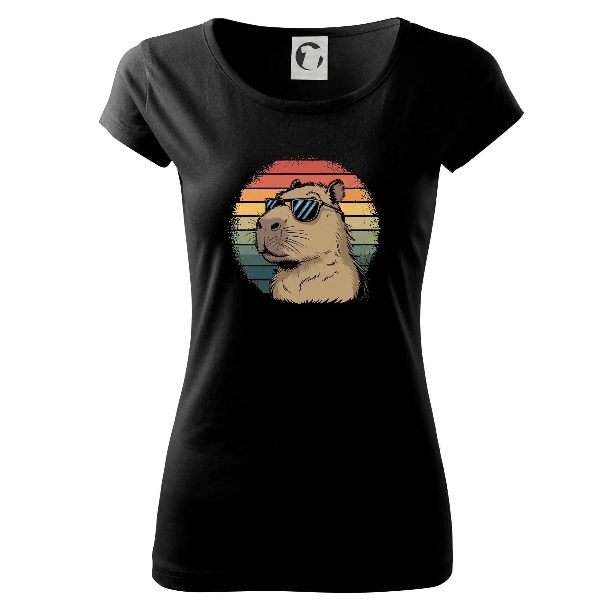 Tričká so zvieratami - Capybara v okuliaroch - Dámske tričko Pure