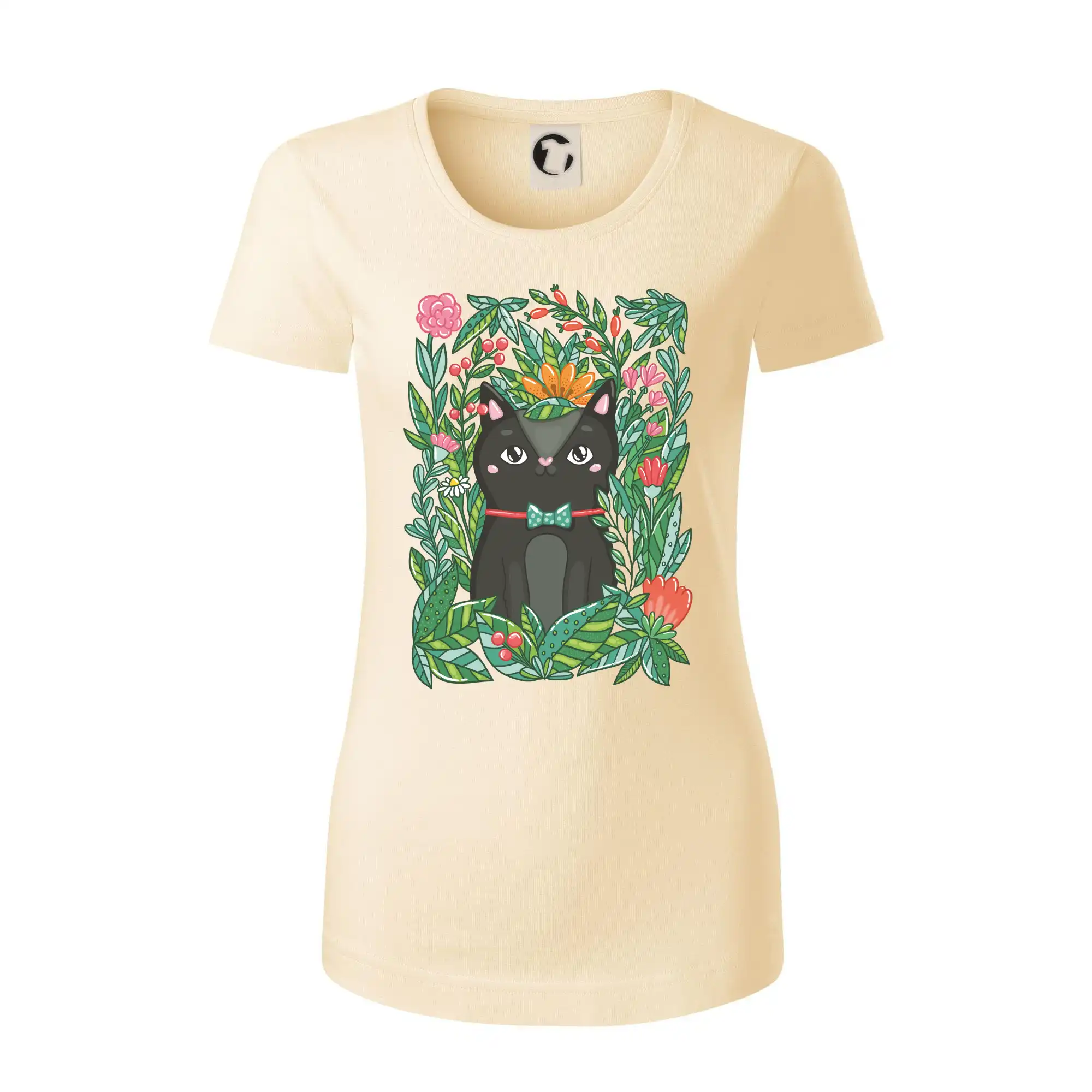 Kočka s květy malovaná