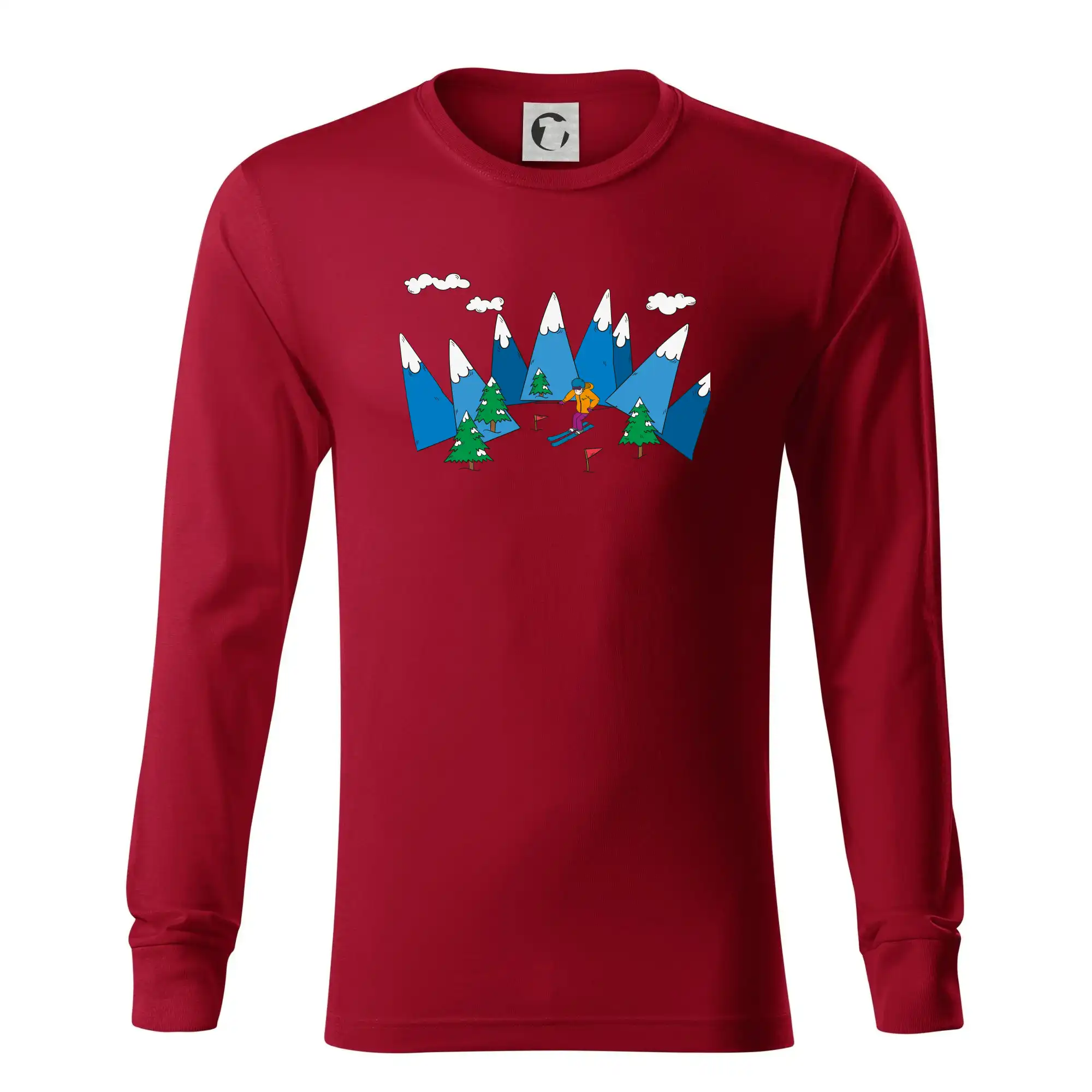 Lyžař a barevné hory