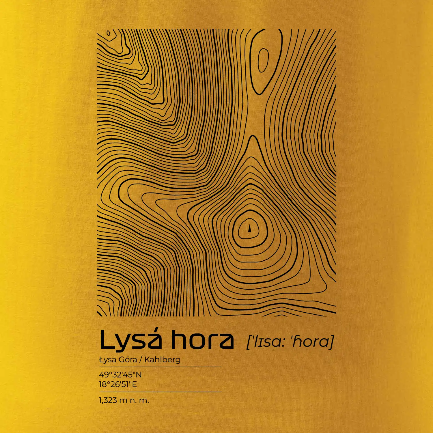 Lysá hora - vrstevnice v obdélníku