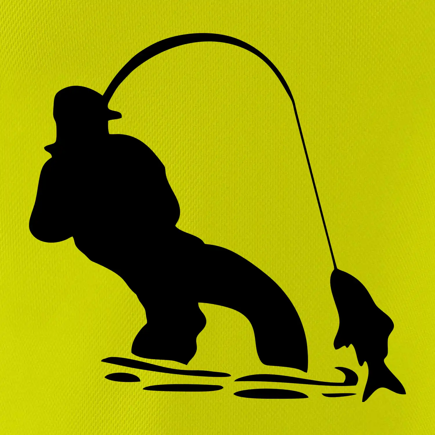 Rybář tahající rybu